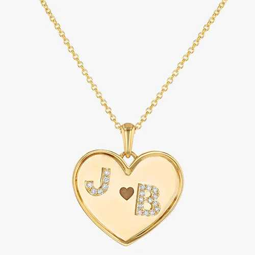 14K H-I/SI Custom Engraved Diamond Heart Necklace