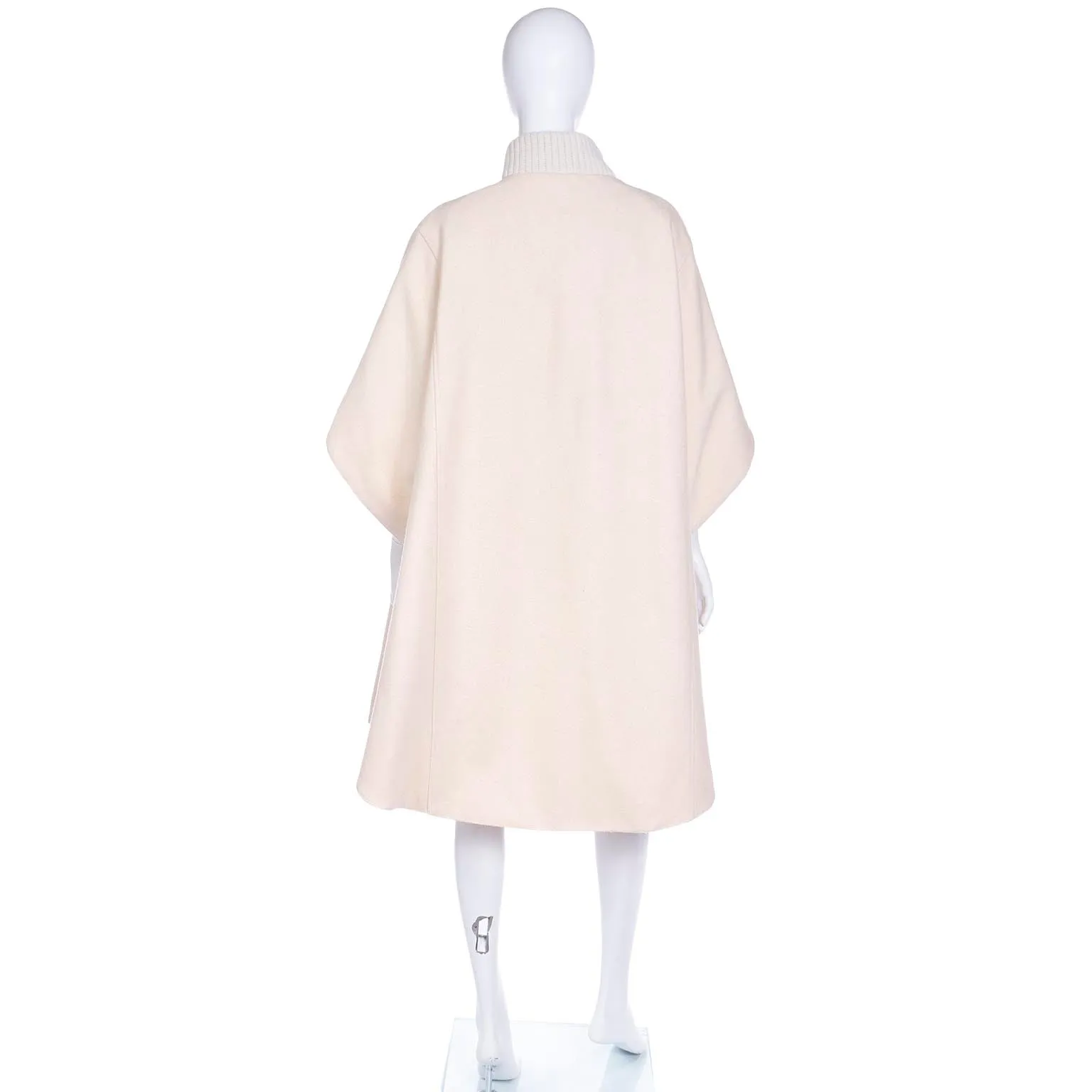 1980s Reversible Ivory Cream Cape With Optional Sleeves & Hood