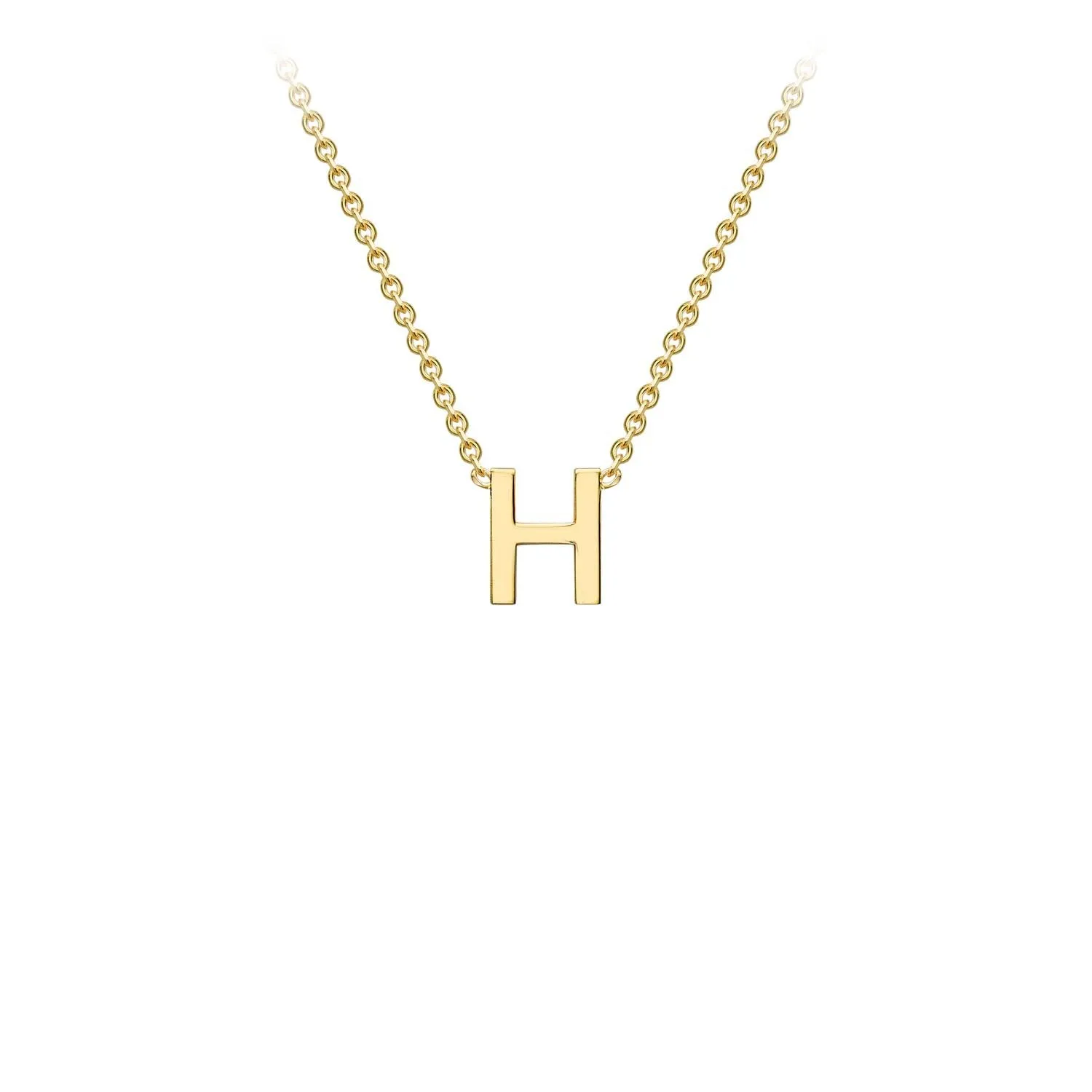 9K Yellow Gold 'H' Initial Adjustable Letter Necklace 38/43cm