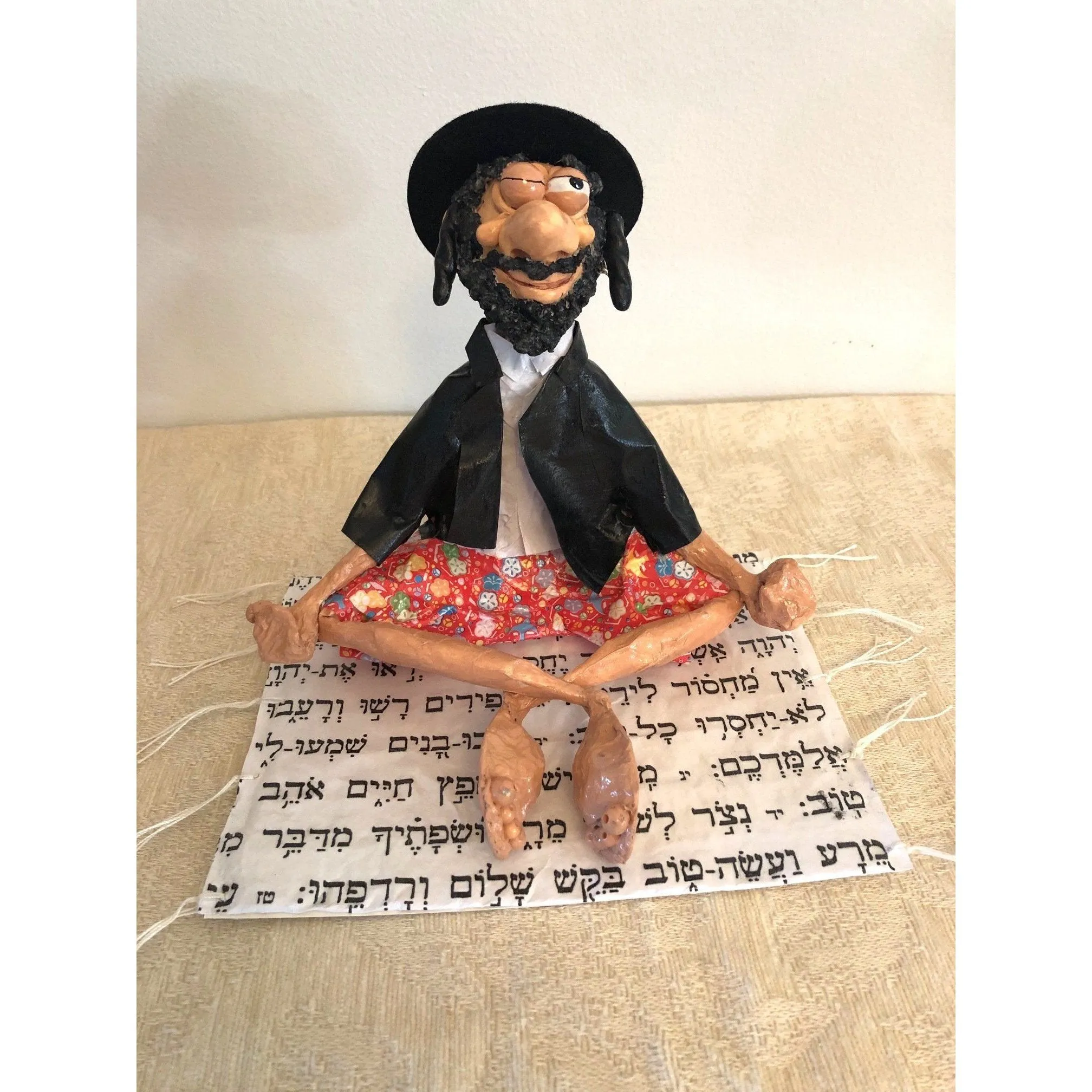 A Jewish Meditator Art in Paper Mache Humorous Whimsical Sculptures by Naava Naslavsky