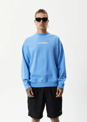 AFENDS Mens Liquid - Crew Neck Jumper - Arctic