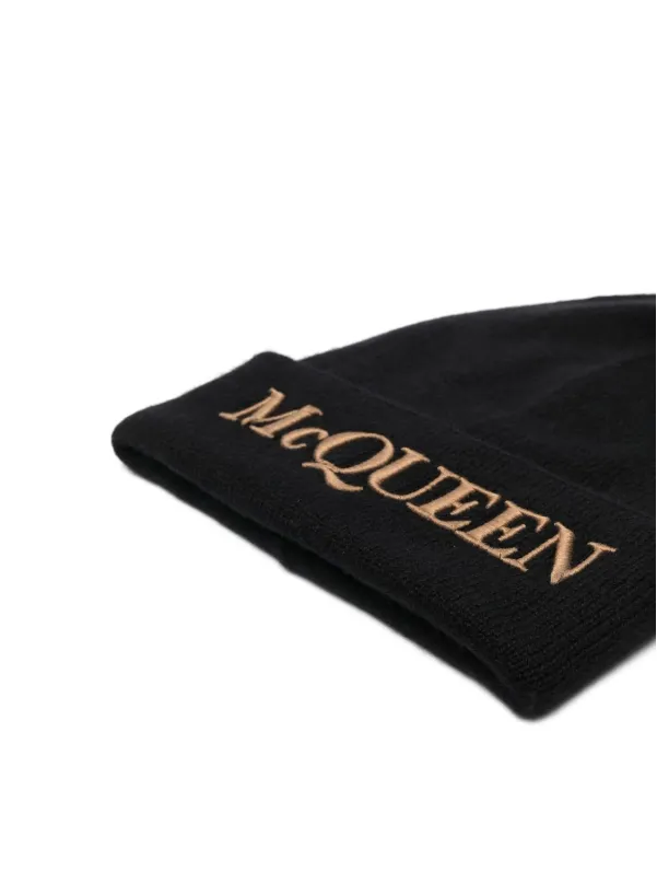 Alexander McQueen logo-print cashmere beanie