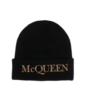 Alexander McQueen logo-print cashmere beanie