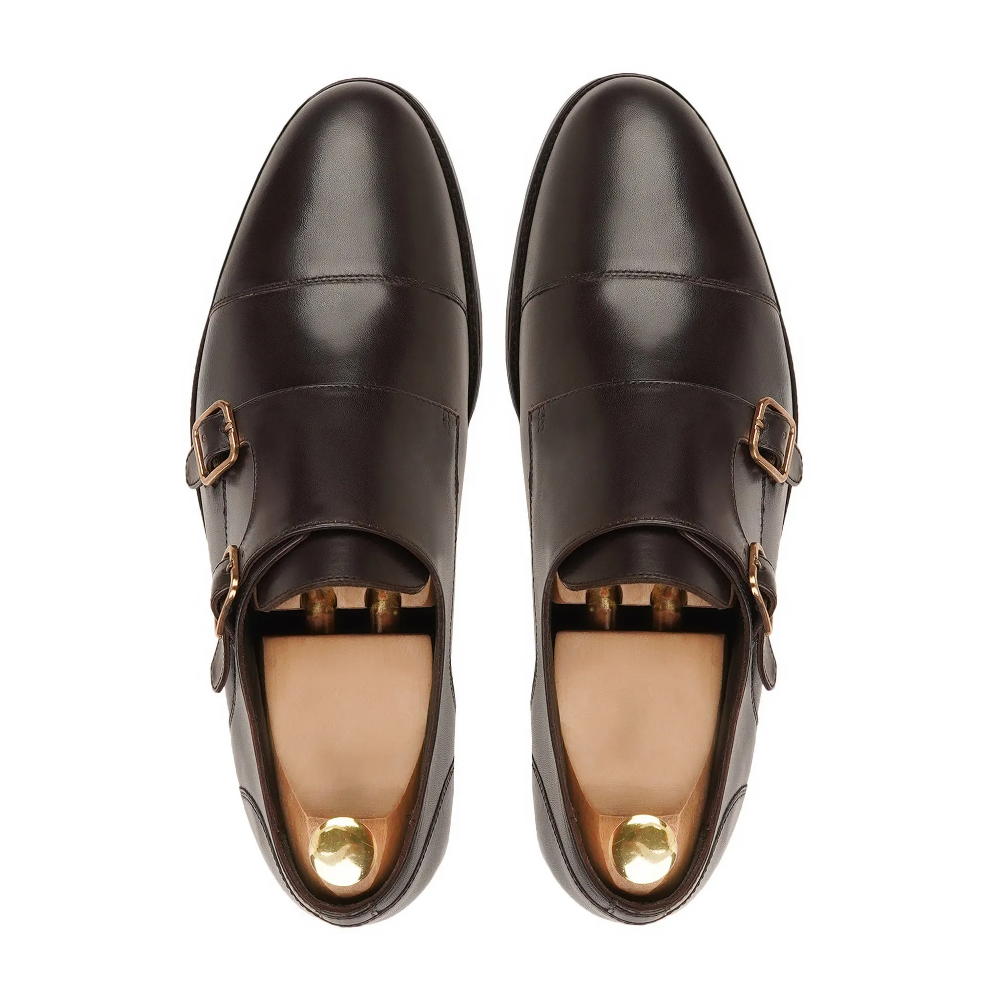 Allin - Men's Dark Brown Calf Leather Double Monkstrap