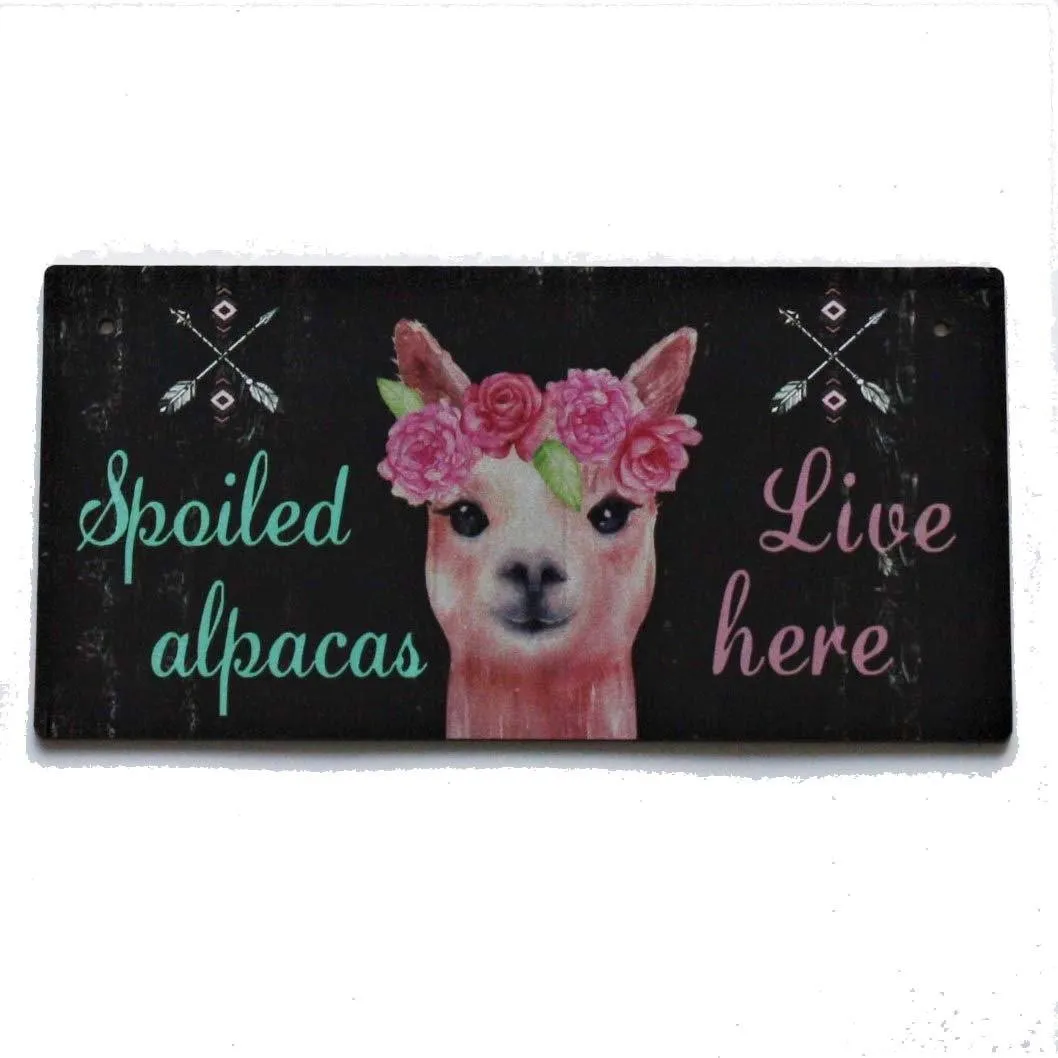 Alpaca Home Decor Wooden Plaque