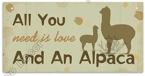 Alpaca Home Decor Wooden Plaque