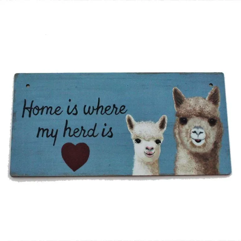 Alpaca Home Decor Wooden Plaque