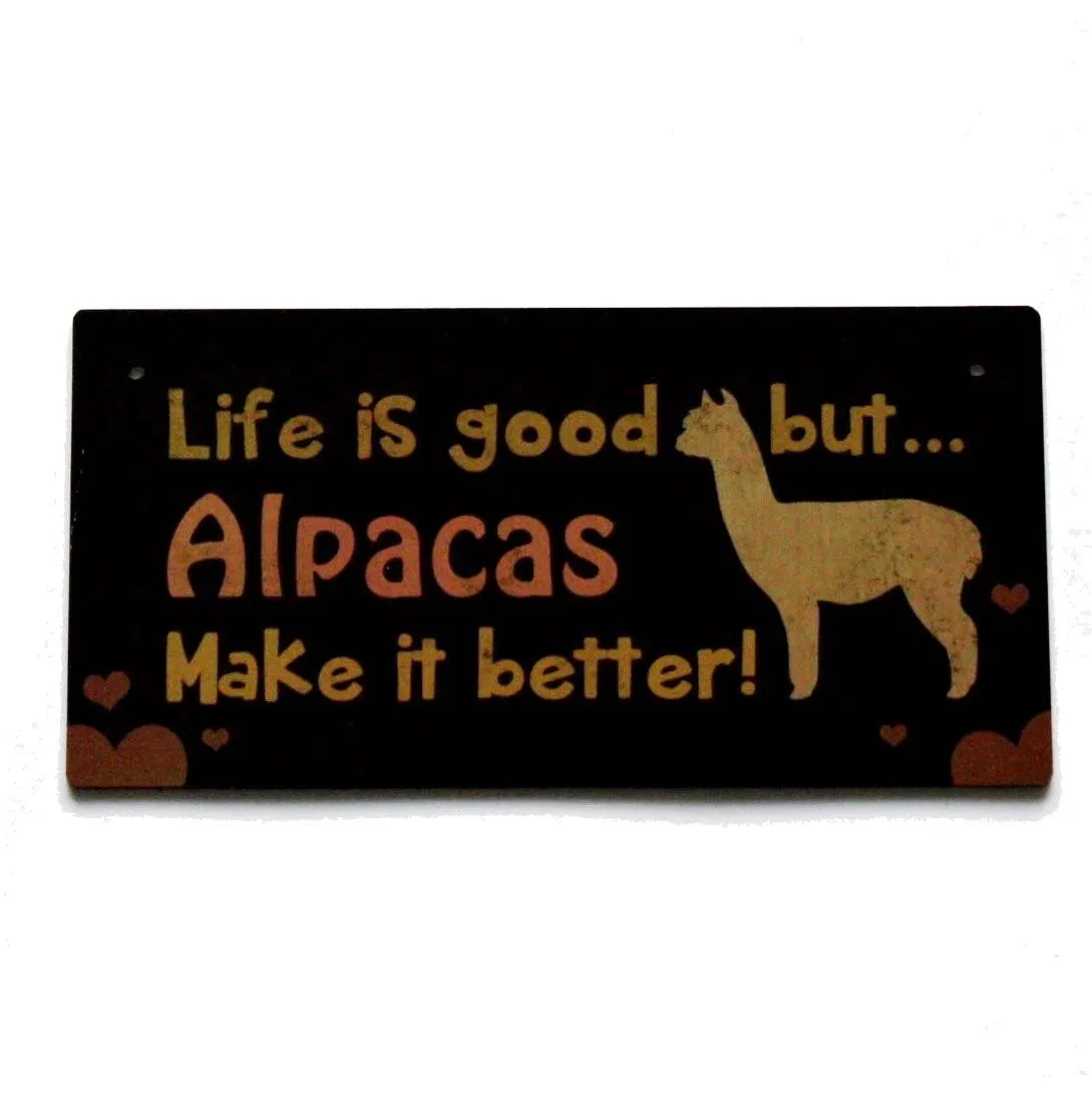 Alpaca Home Decor Wooden Plaque