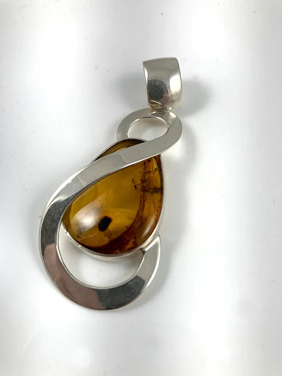 Amber & Sterling Silver Pendant