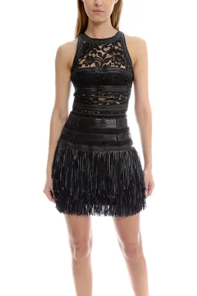 AMEN Leather Fringe Dress