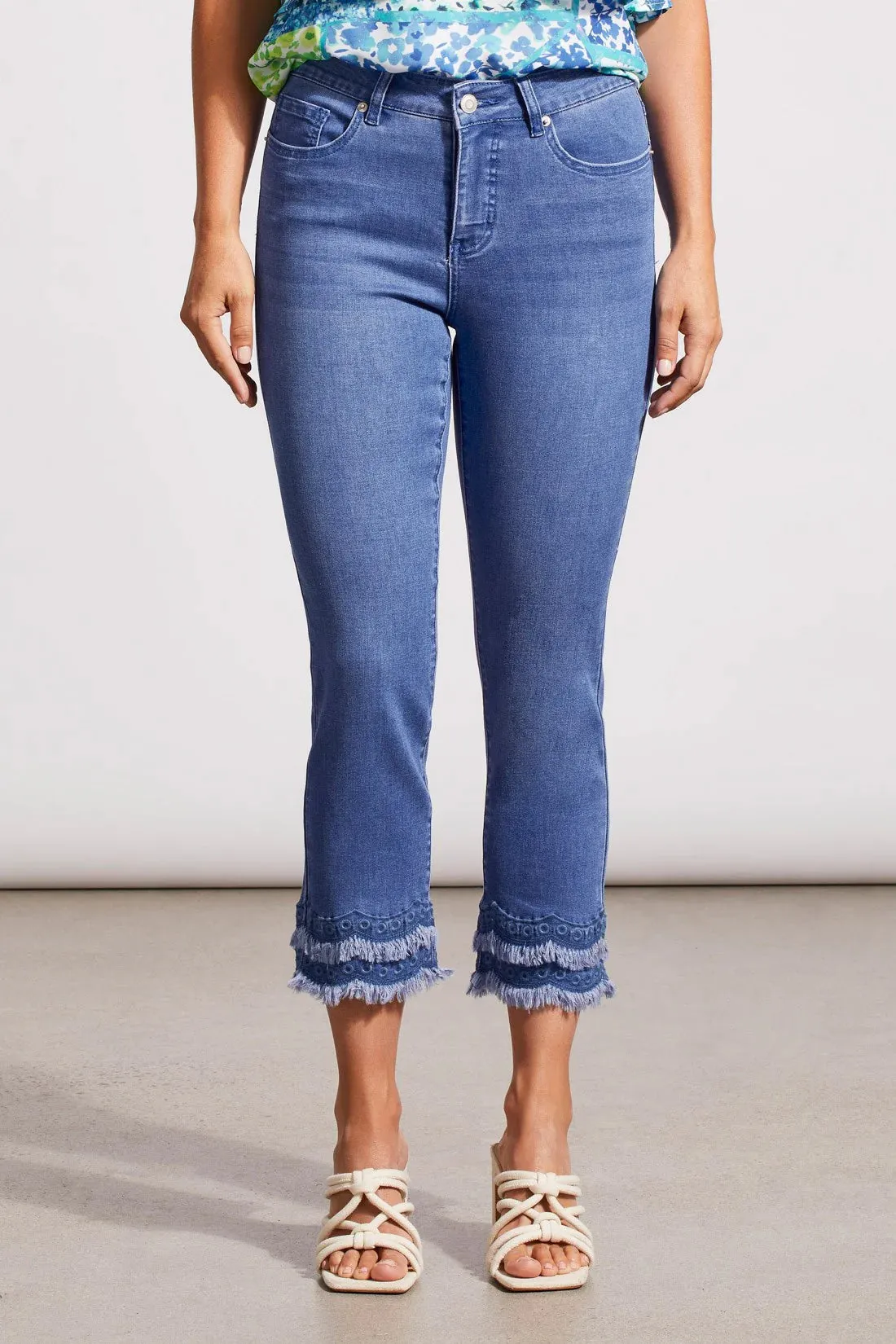 Audrey Straight Leg Crop Jeans With Embroidered Hem