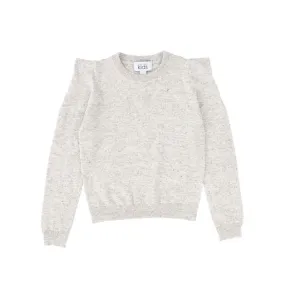 AUTUMN CASHMERE OATMEAL SPECKLED PUFF SLEEVE SWEATER [Final Sale]