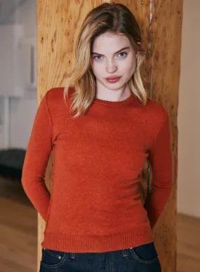 Pumpkin Spice Autumn Cashmere Raw Edge Crewneck Sweater with Exquisite Finish