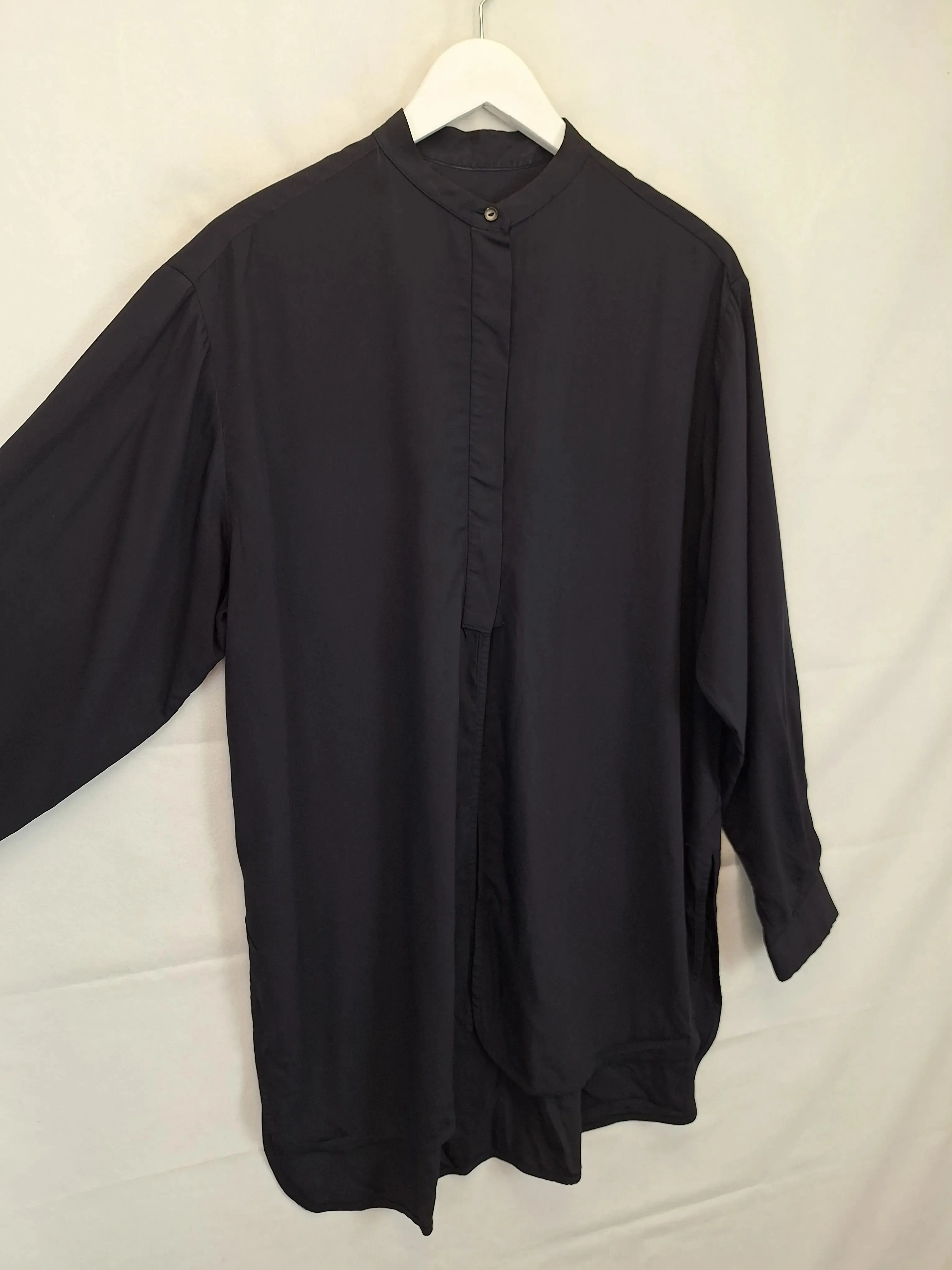 Bassike Stylish Collarless Longline Shirt Size L