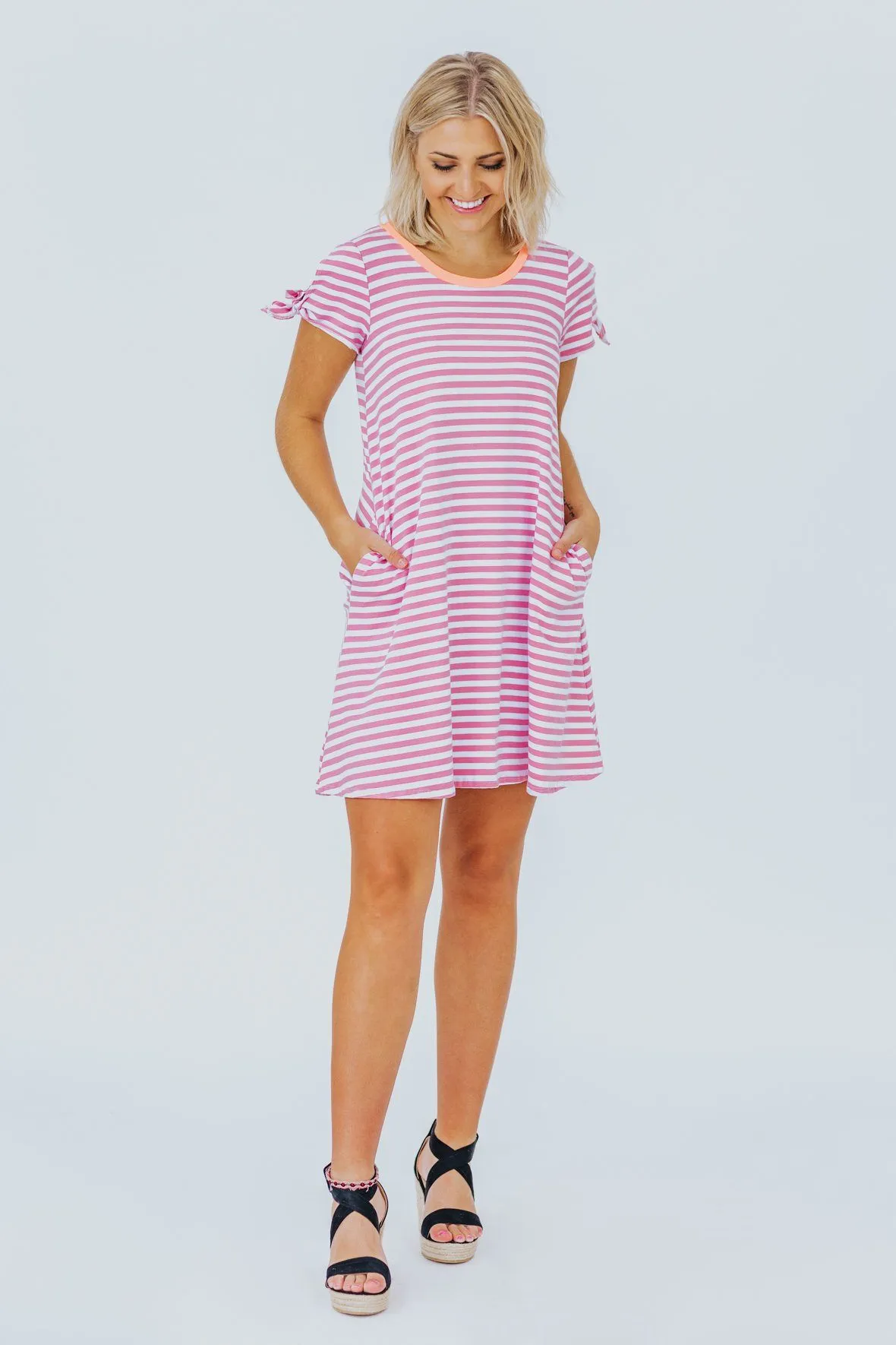 Be My Valentine Pink And White Striped Baby Doll Dress