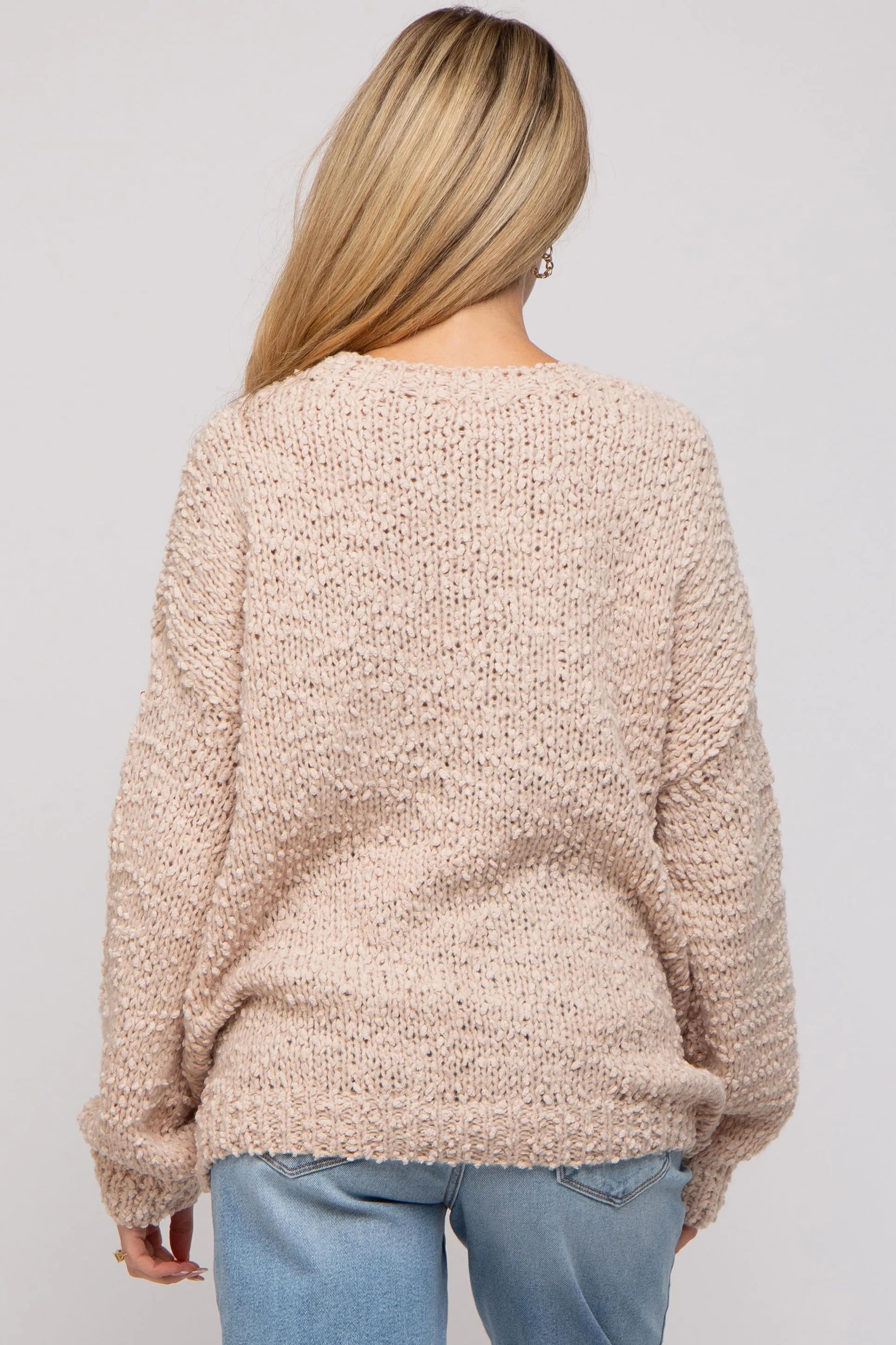 Beige Chunky Loose Knit Maternity Sweater