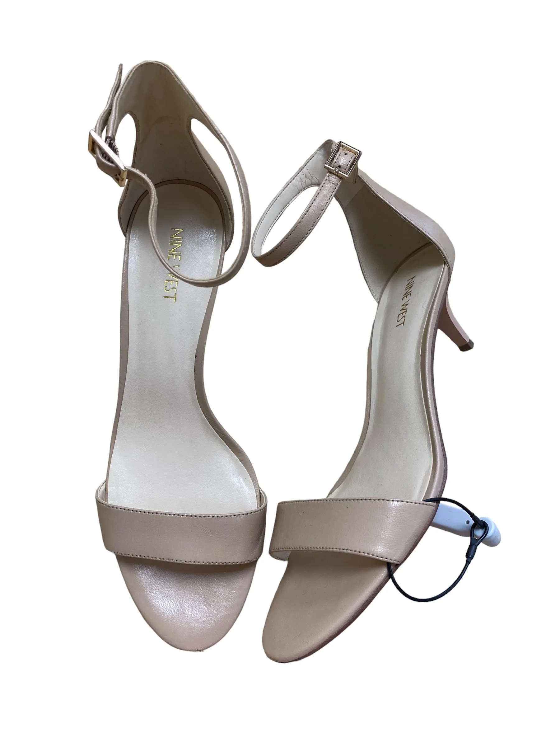 Beige Sandals Heels Kitten Nine West, Size 10