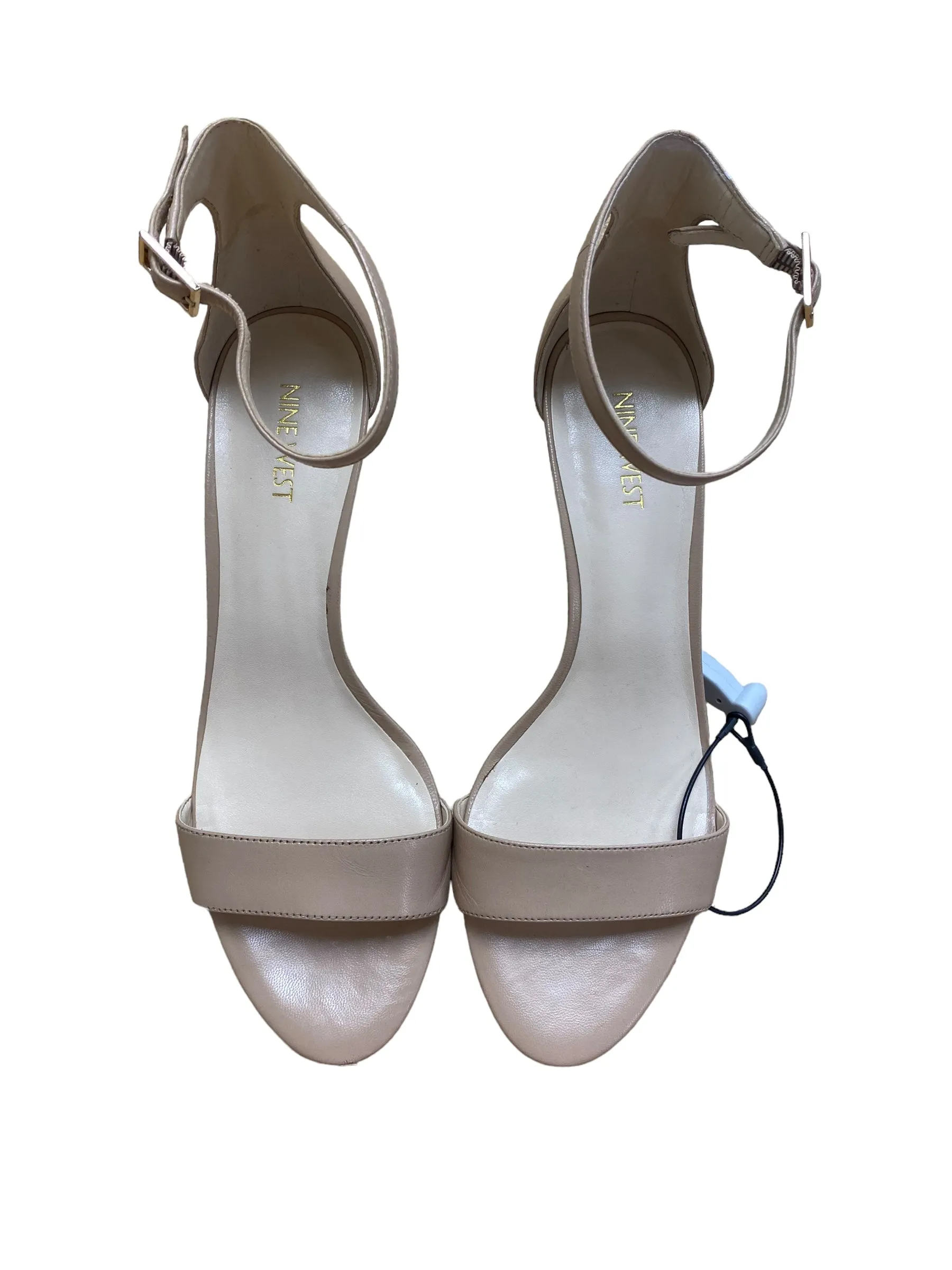 Beige Sandals Heels Kitten Nine West, Size 10