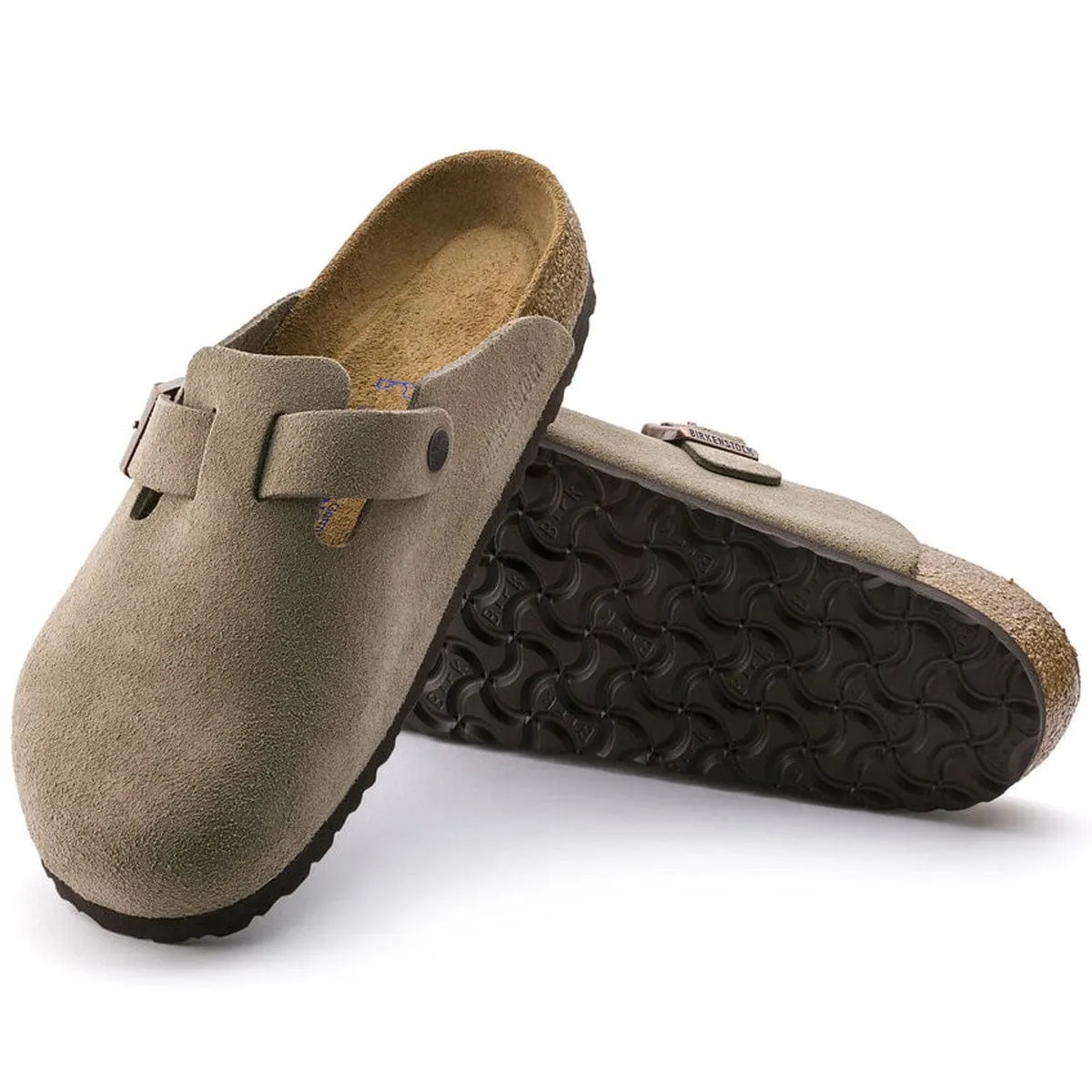 Birkenstock Boston Soft Footbed Narrow Taupe Suede