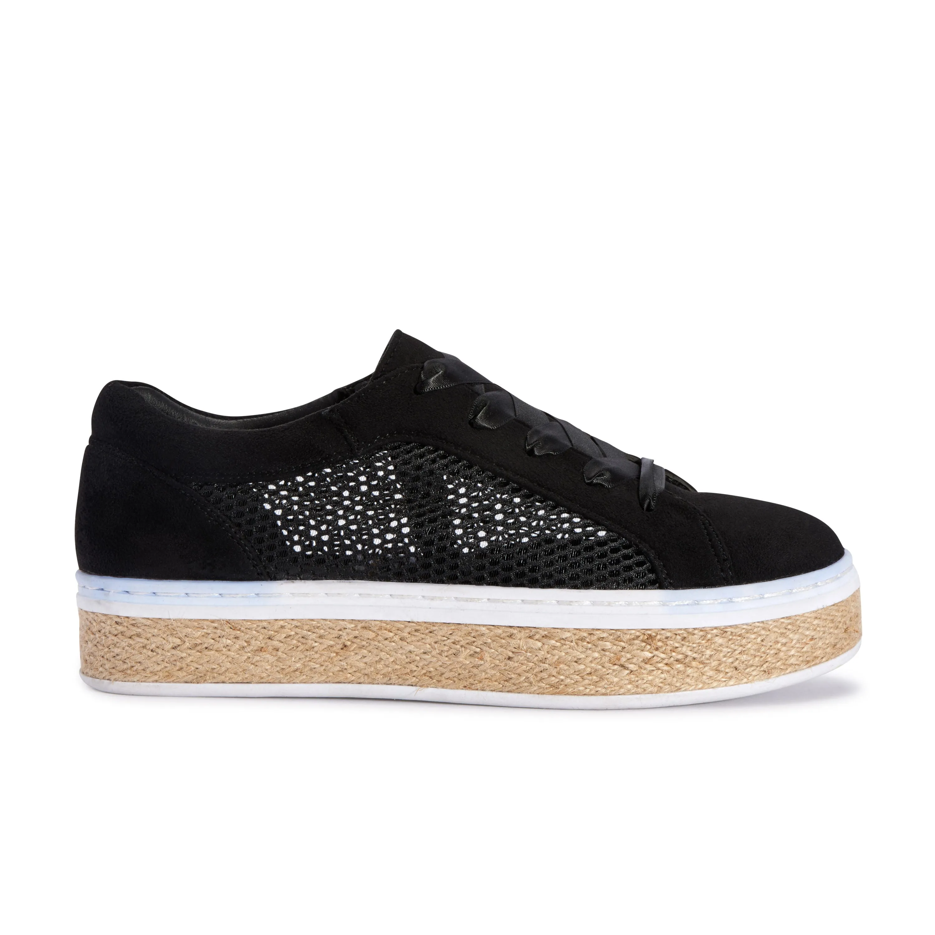 Black Jute Lace Up Trainer