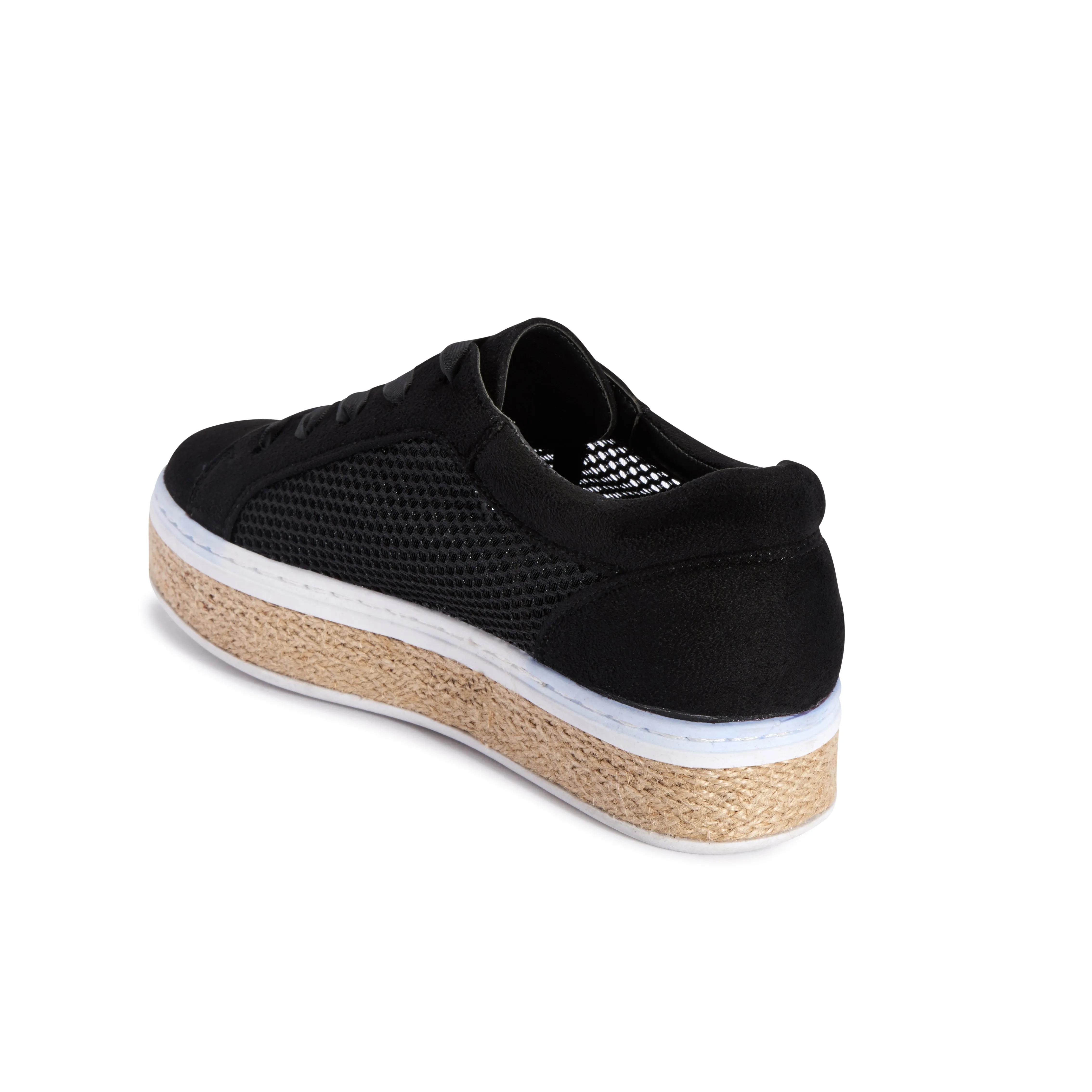 Black Jute Lace Up Trainer