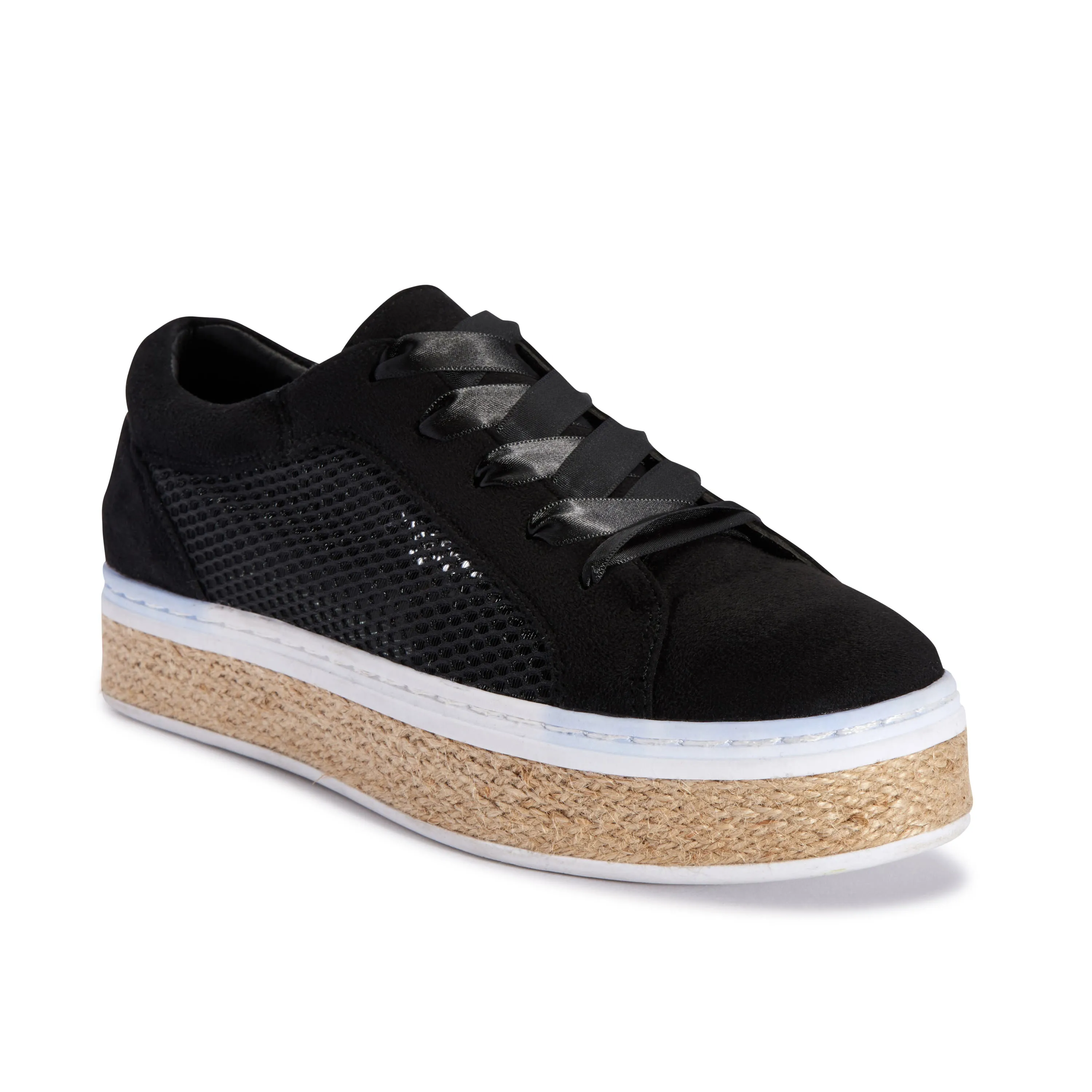 Black Jute Lace Up Trainer