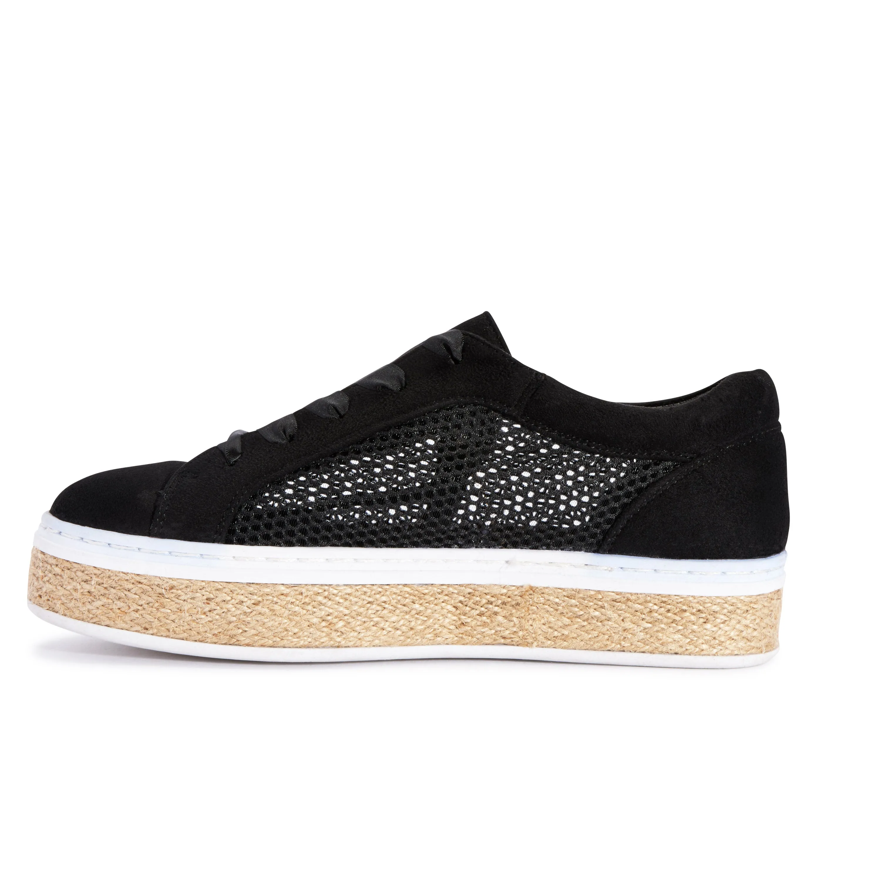 Black Jute Lace Up Trainer