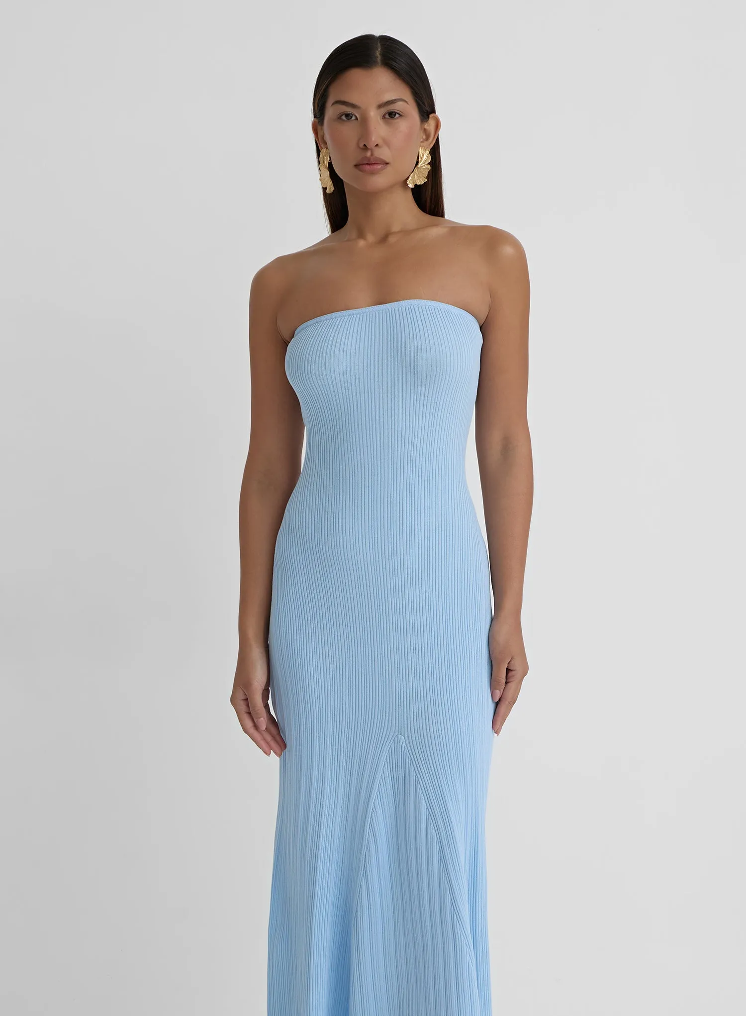 Blue Bandeau Knitted Maxi Dress- Henley