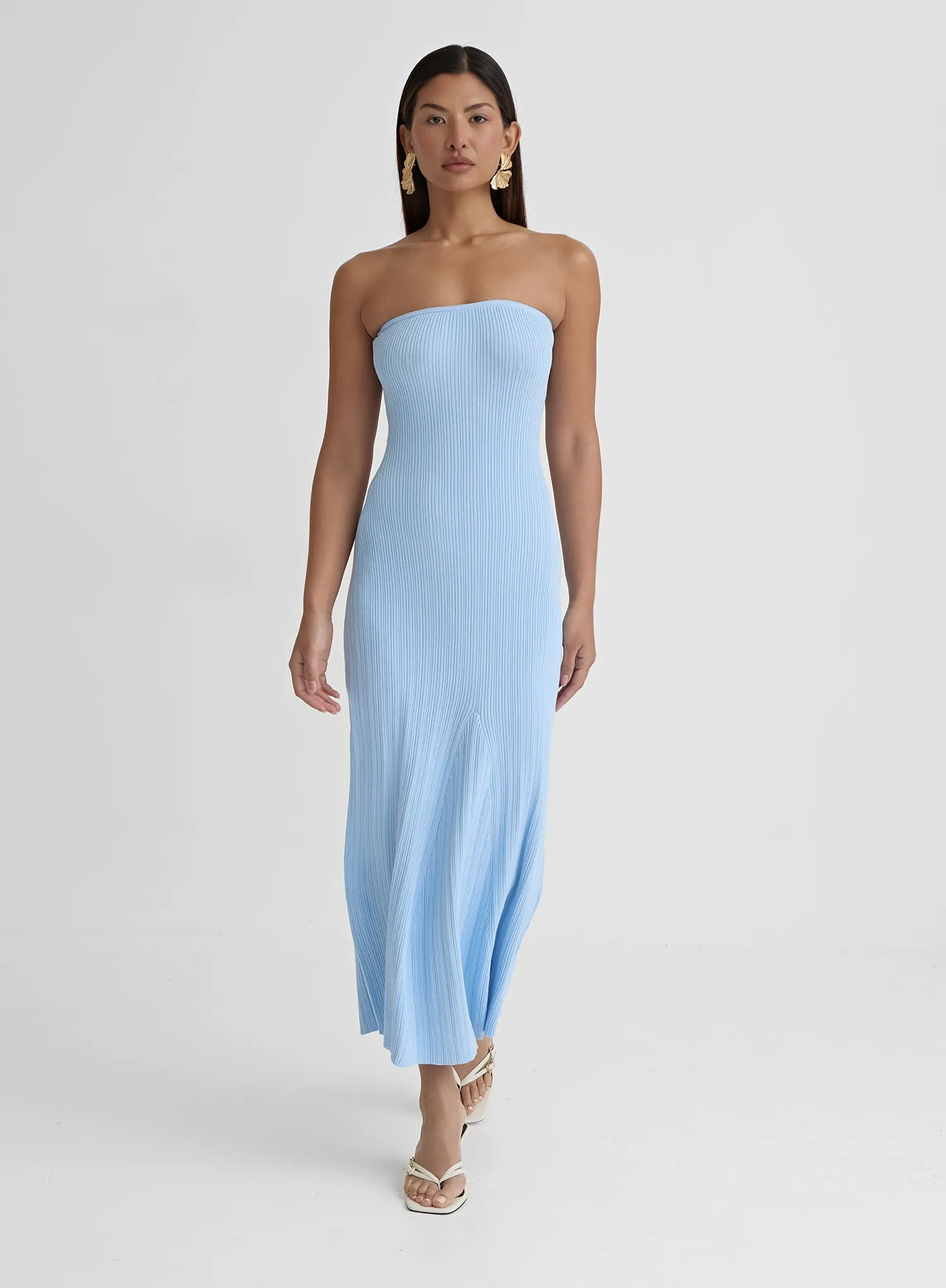 Blue Bandeau Knitted Maxi Dress- Henley