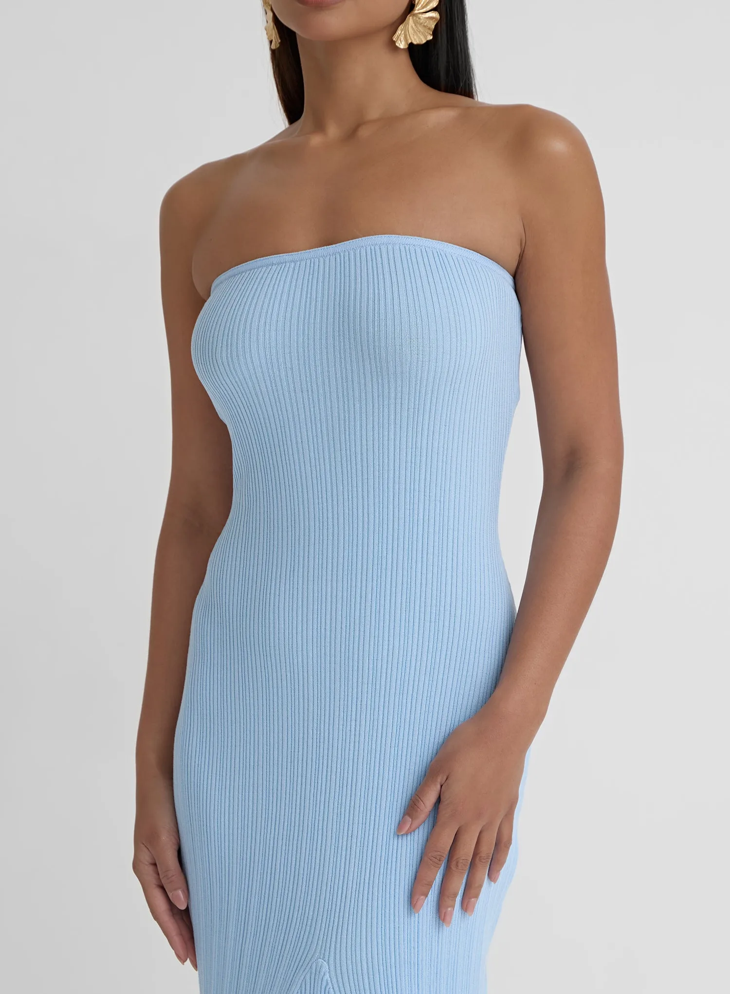 Blue Bandeau Knitted Maxi Dress- Henley