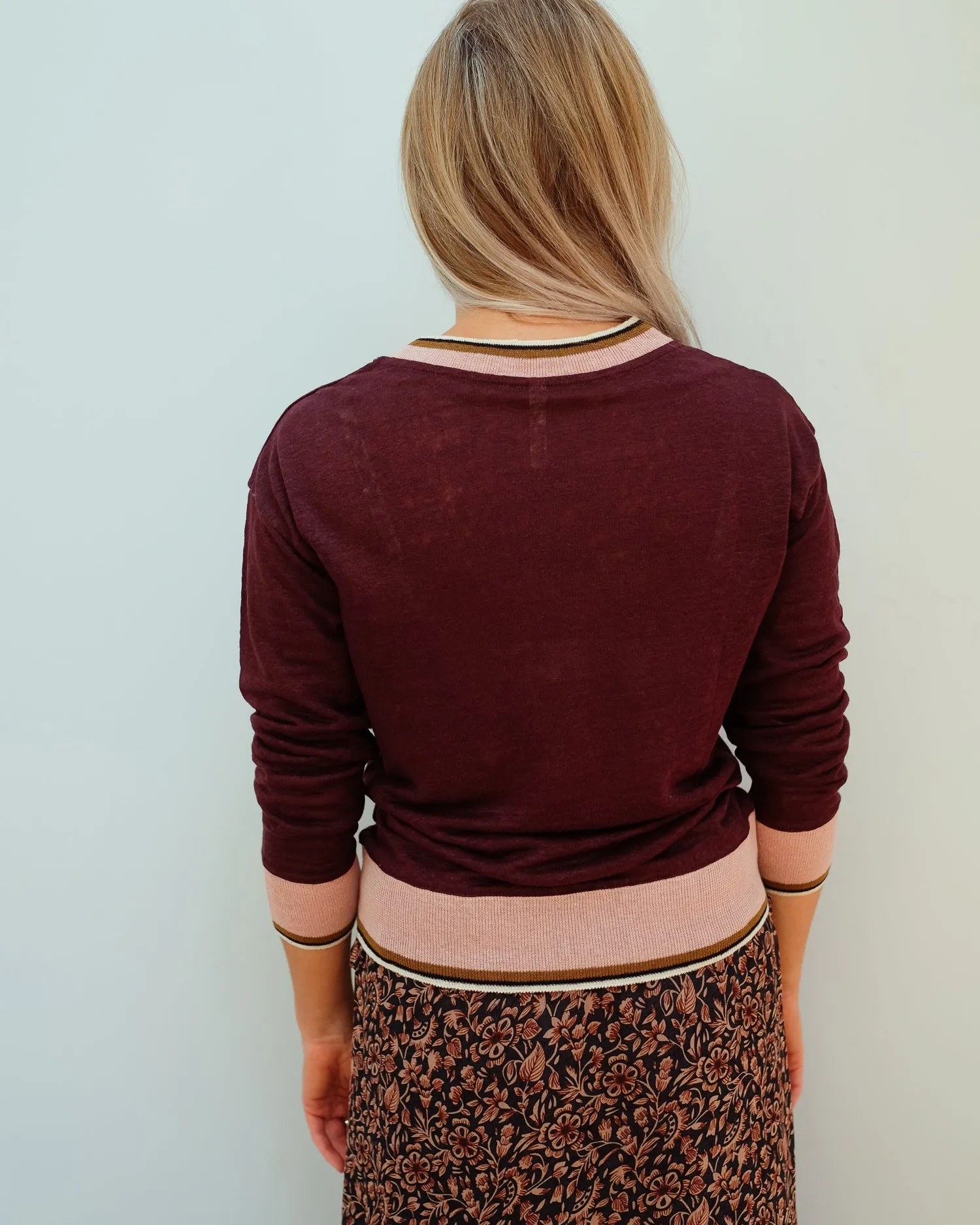 BR Senia linen top in burgundy