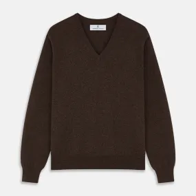 Brown Cashmere V-neck Paden Jumper