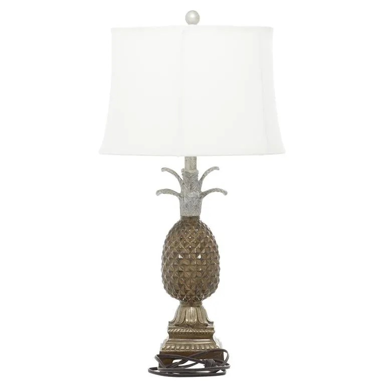 BROWN POLYSTONE FRUIT PINEAPPLE TABLE LAMP