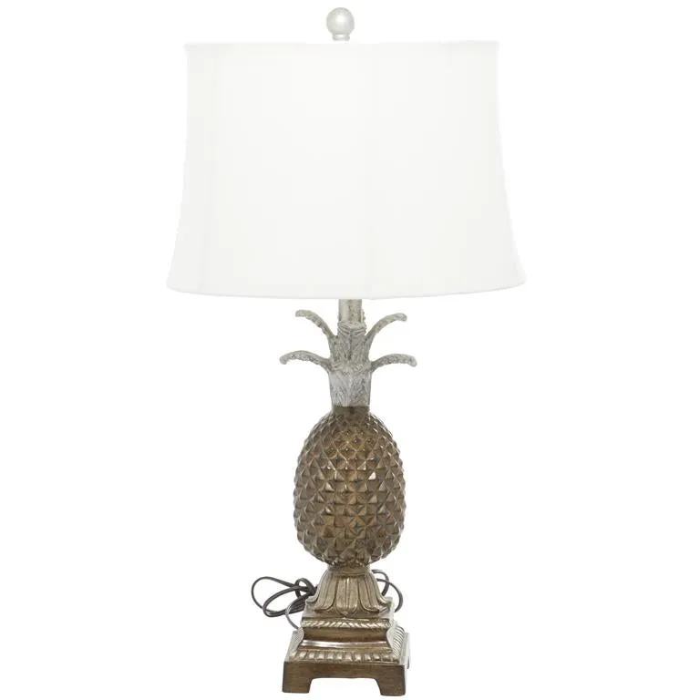 BROWN POLYSTONE FRUIT PINEAPPLE TABLE LAMP