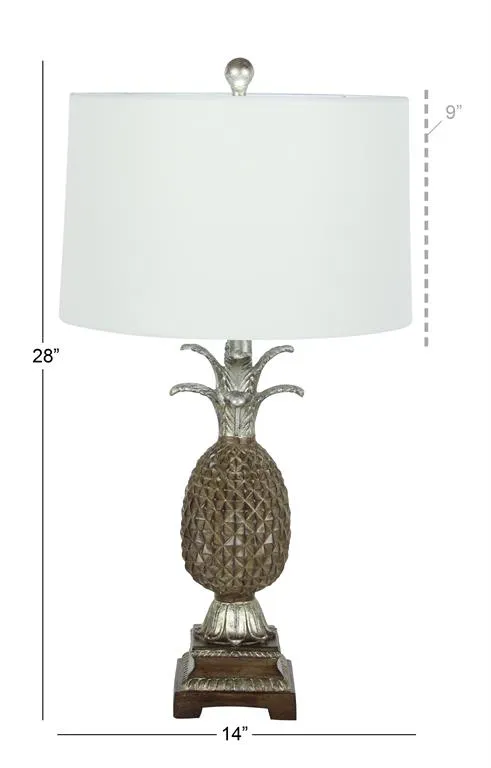 BROWN POLYSTONE FRUIT PINEAPPLE TABLE LAMP