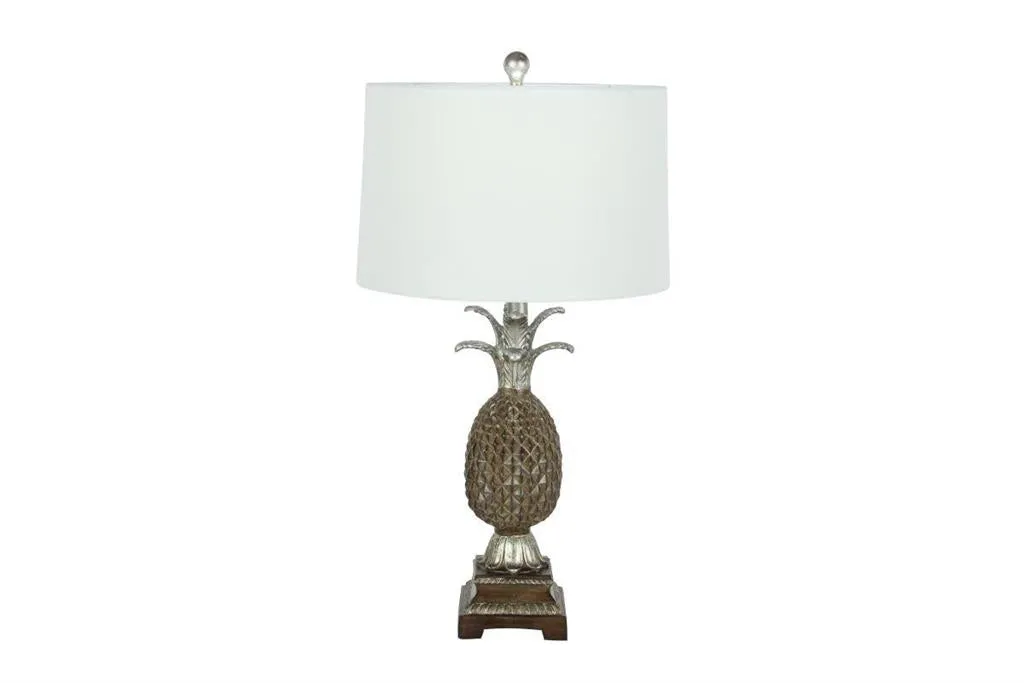 BROWN POLYSTONE FRUIT PINEAPPLE TABLE LAMP