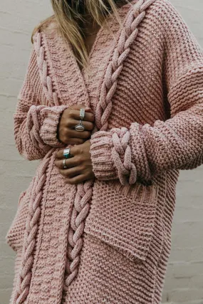 Cable Knit Cardigan Mimi in Blush