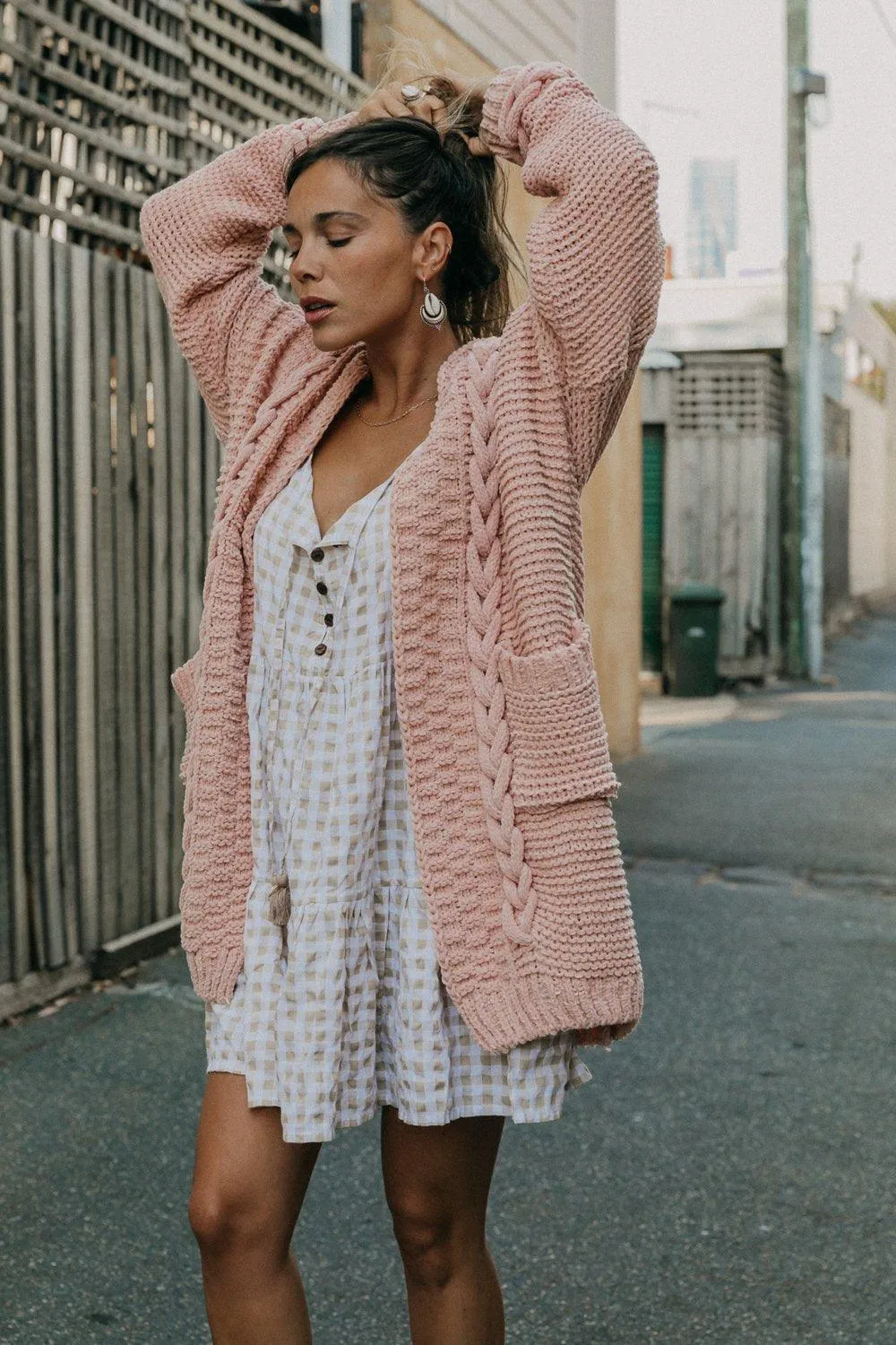 Cable Knit Cardigan Mimi in Blush