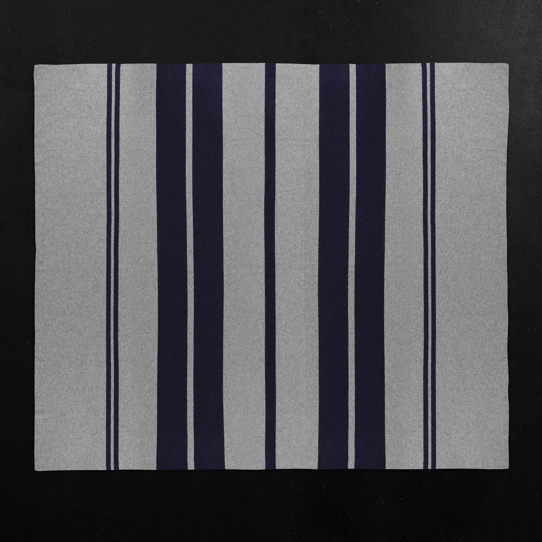 Cashmere Stripe Knit Blanket - Heather Grey/Navy