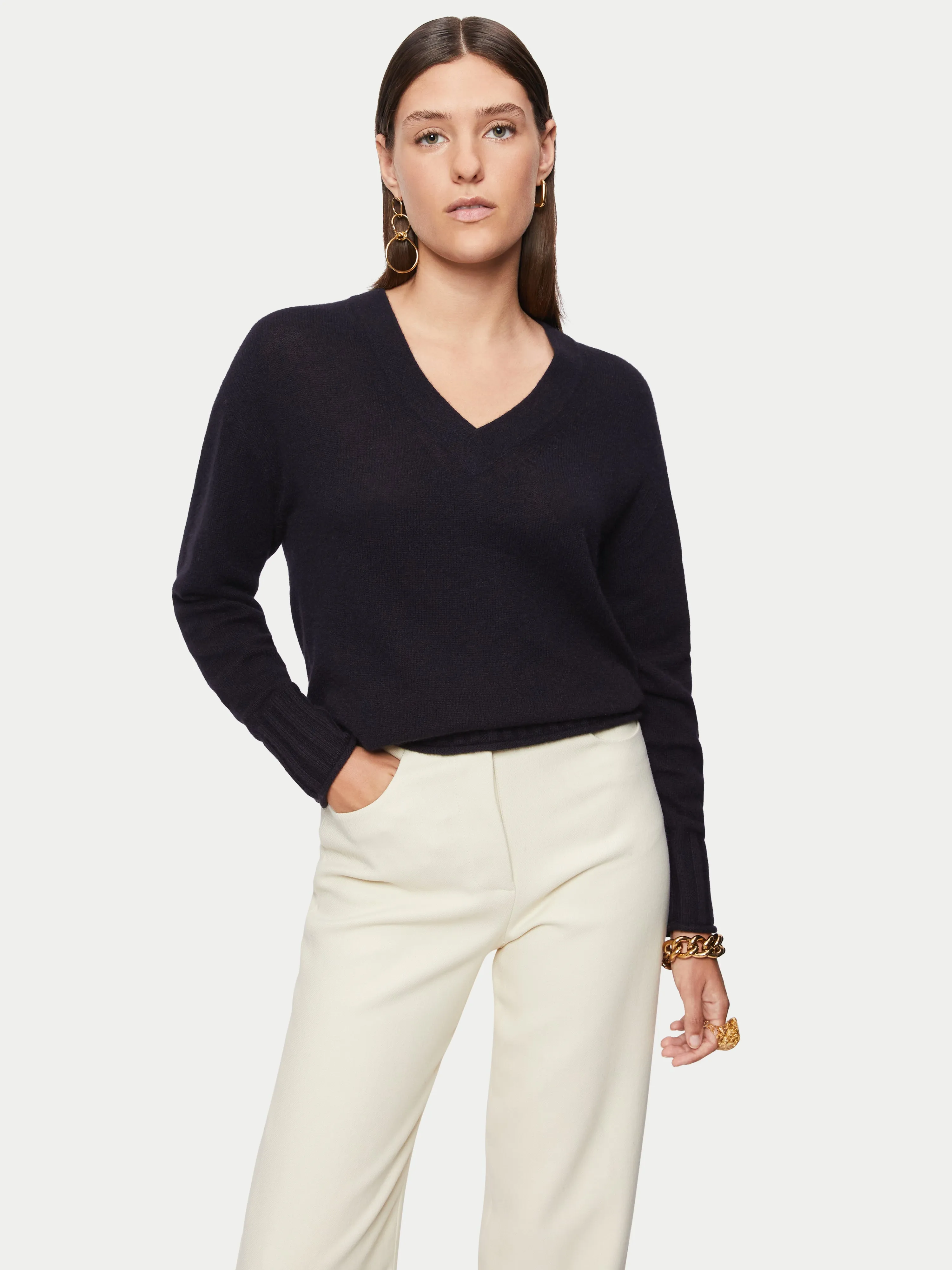 Cashmere V Neck Jumper | Black