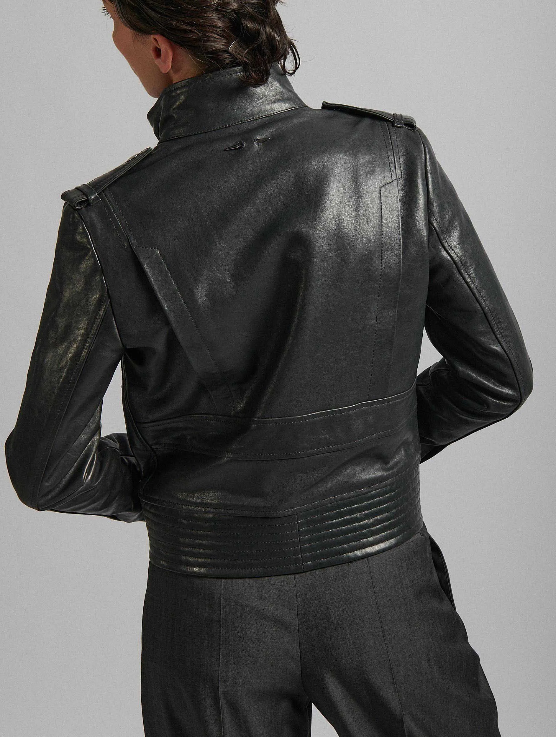 Charcoal grey leather pilot jacket