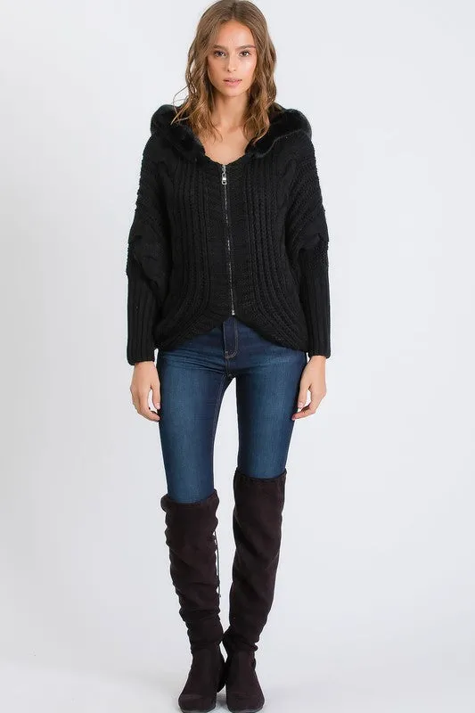 CHUNKY CABLE KNIT ZIP UP