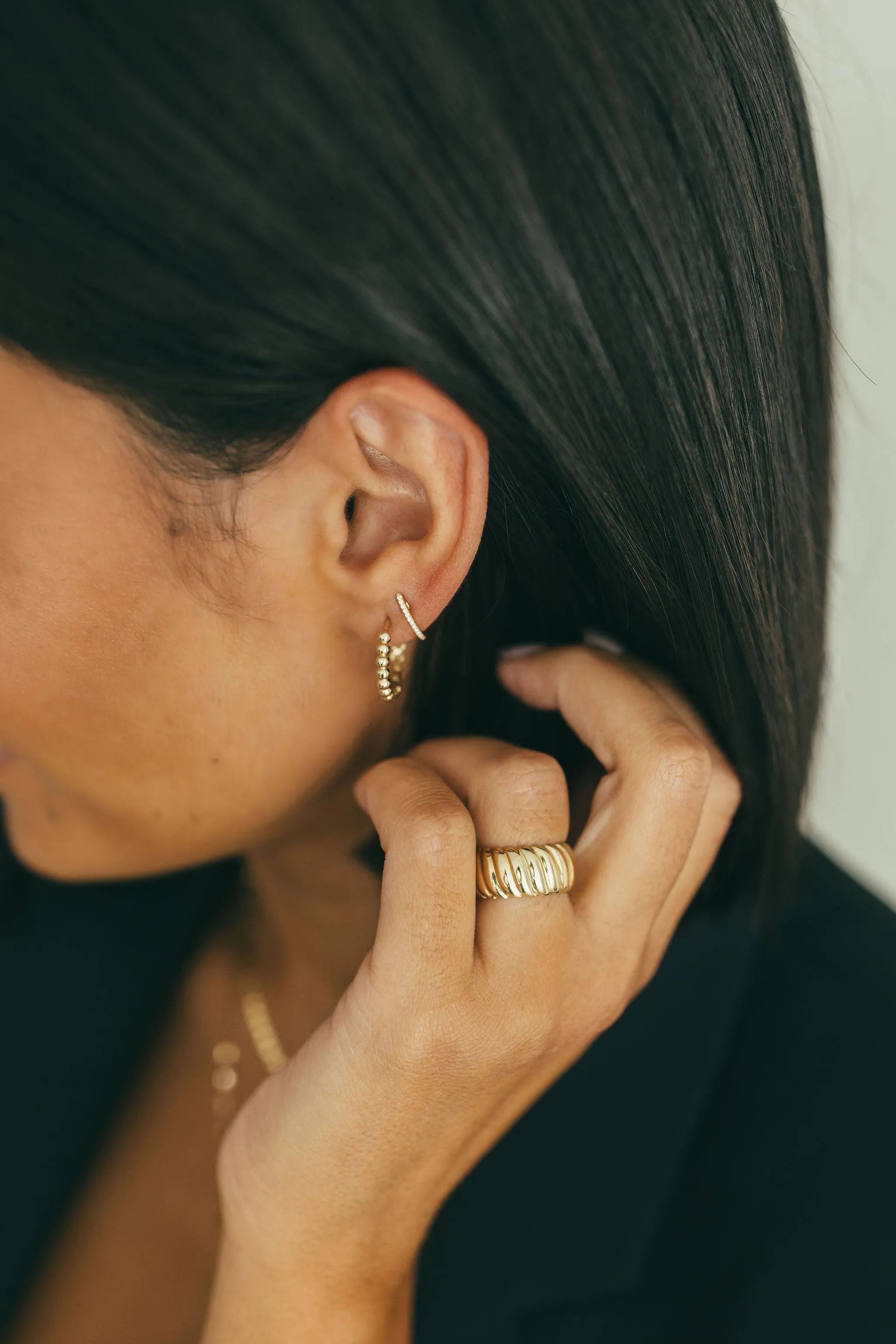 Chunky Wide Gold Croissant Ring