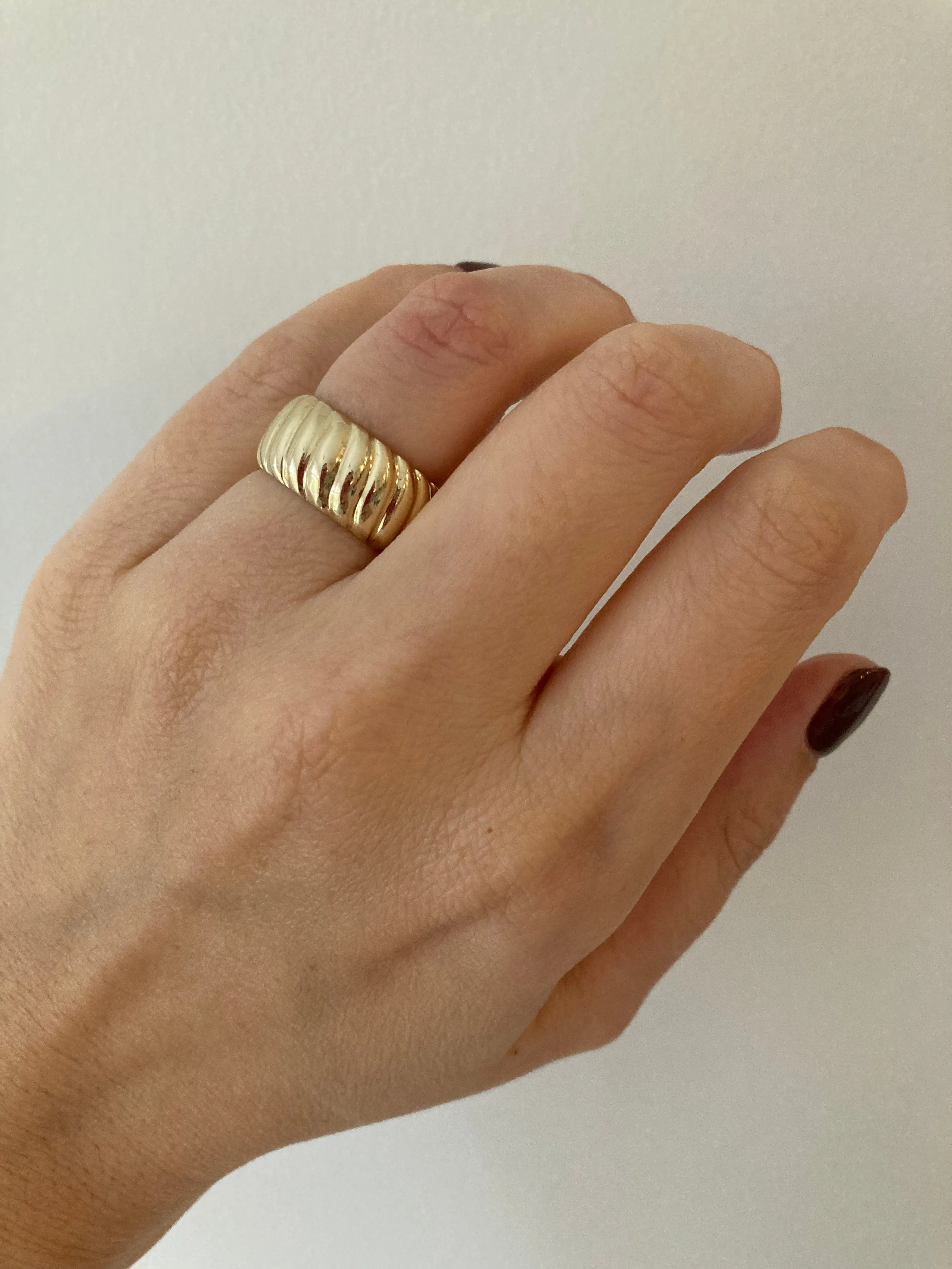 Chunky Wide Gold Croissant Ring