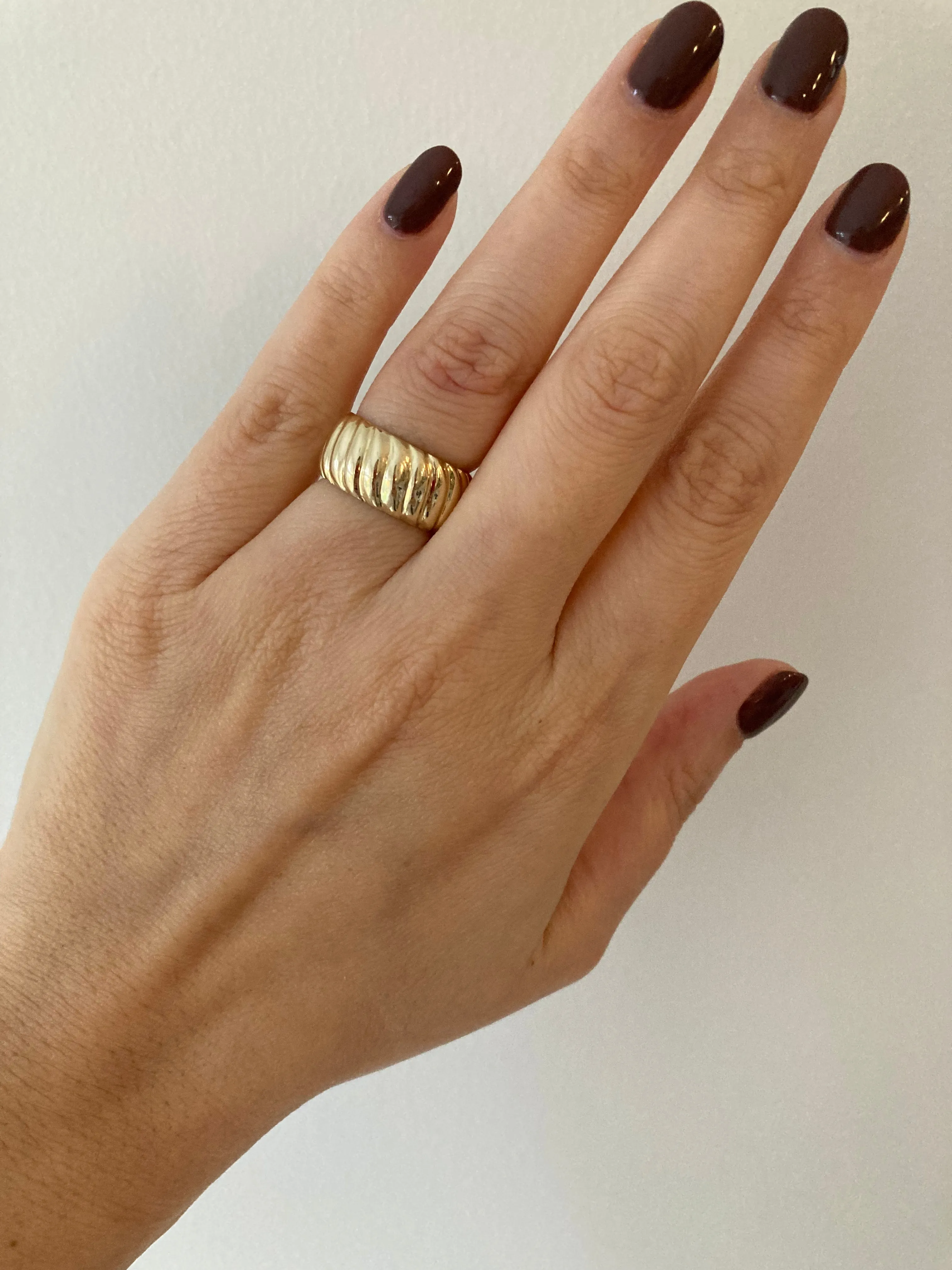 Chunky Wide Gold Croissant Ring