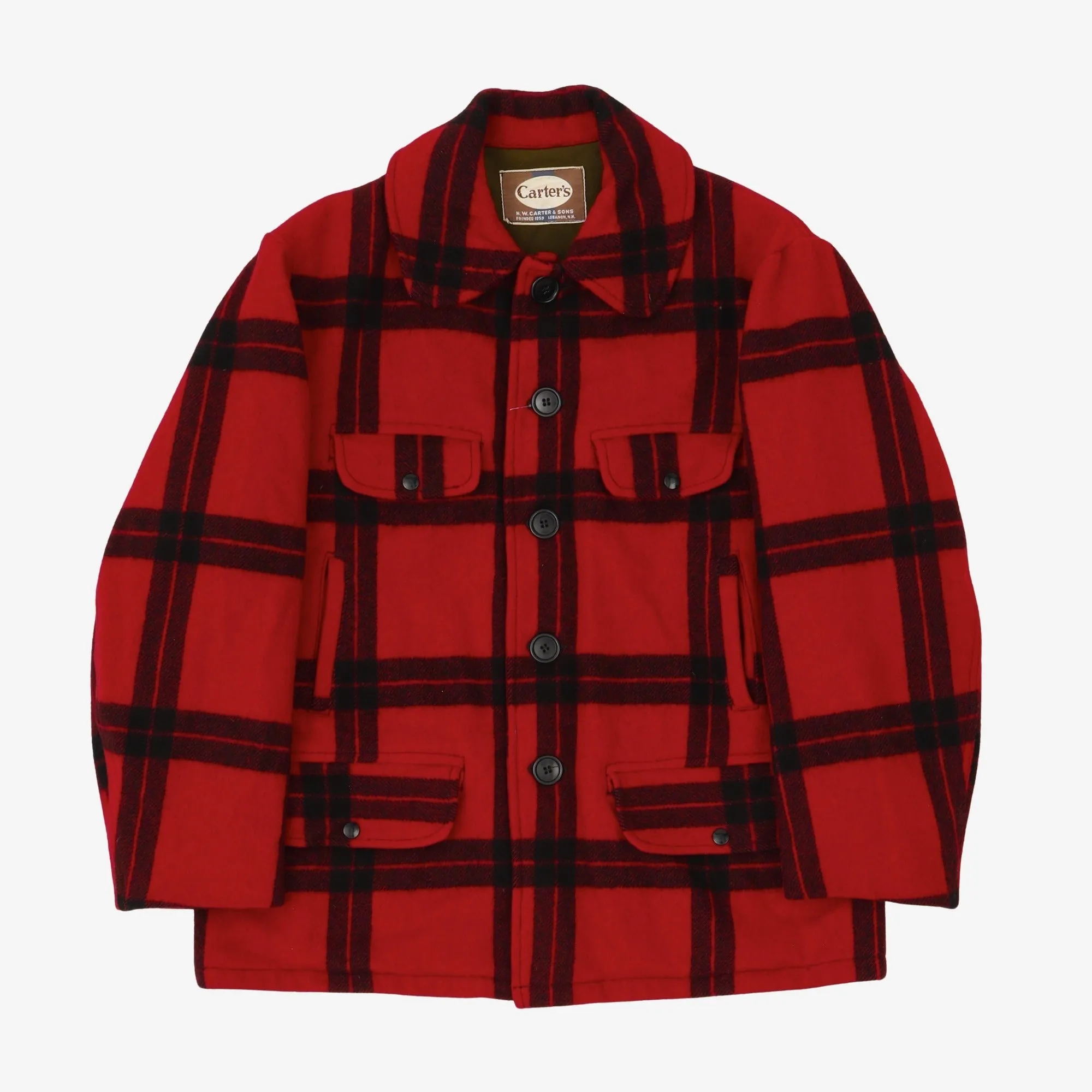 Classic Red Plaid Wool Hunting Jacket