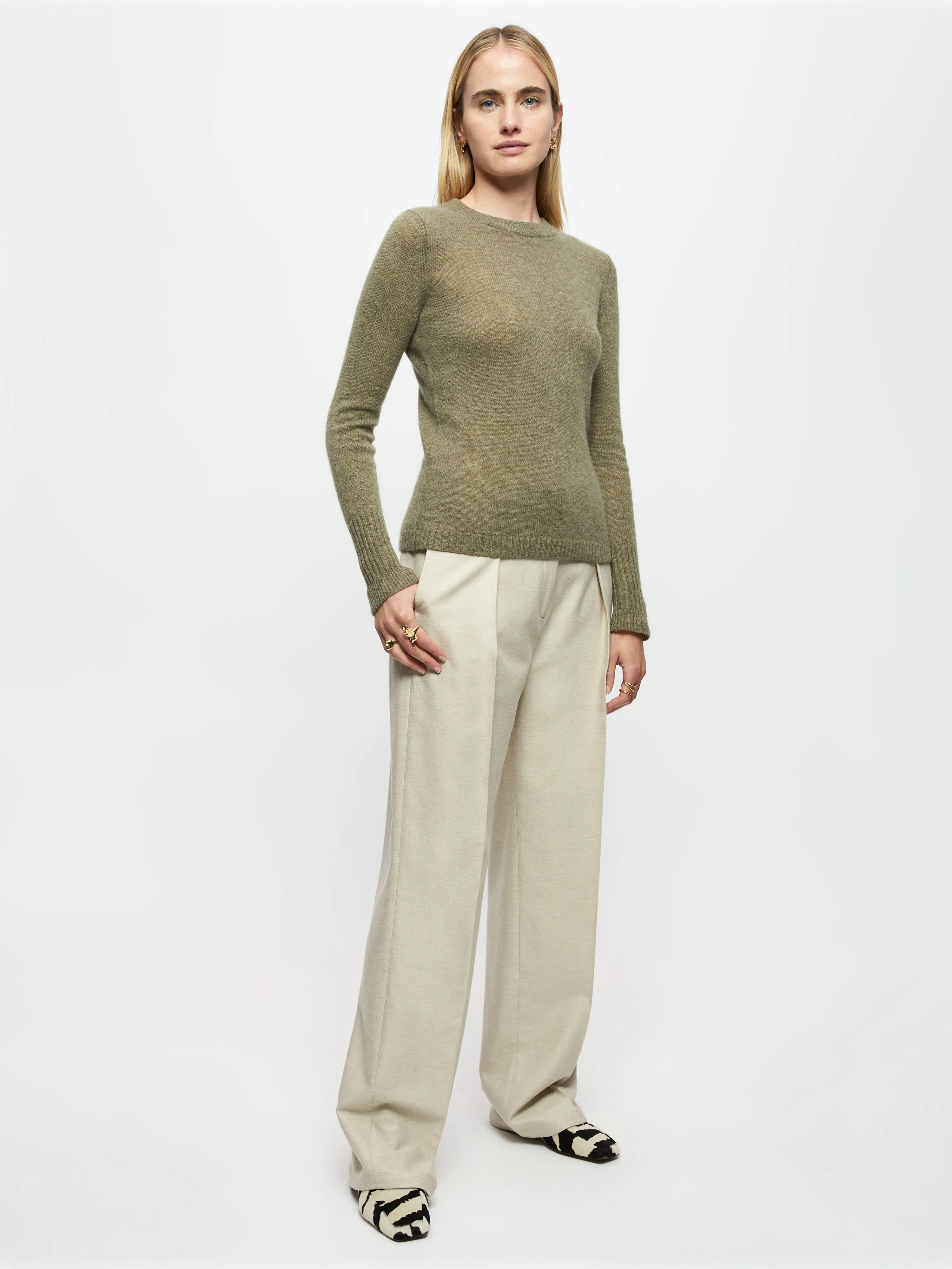 Cloud Cashmere Crew Jumper | Khaki