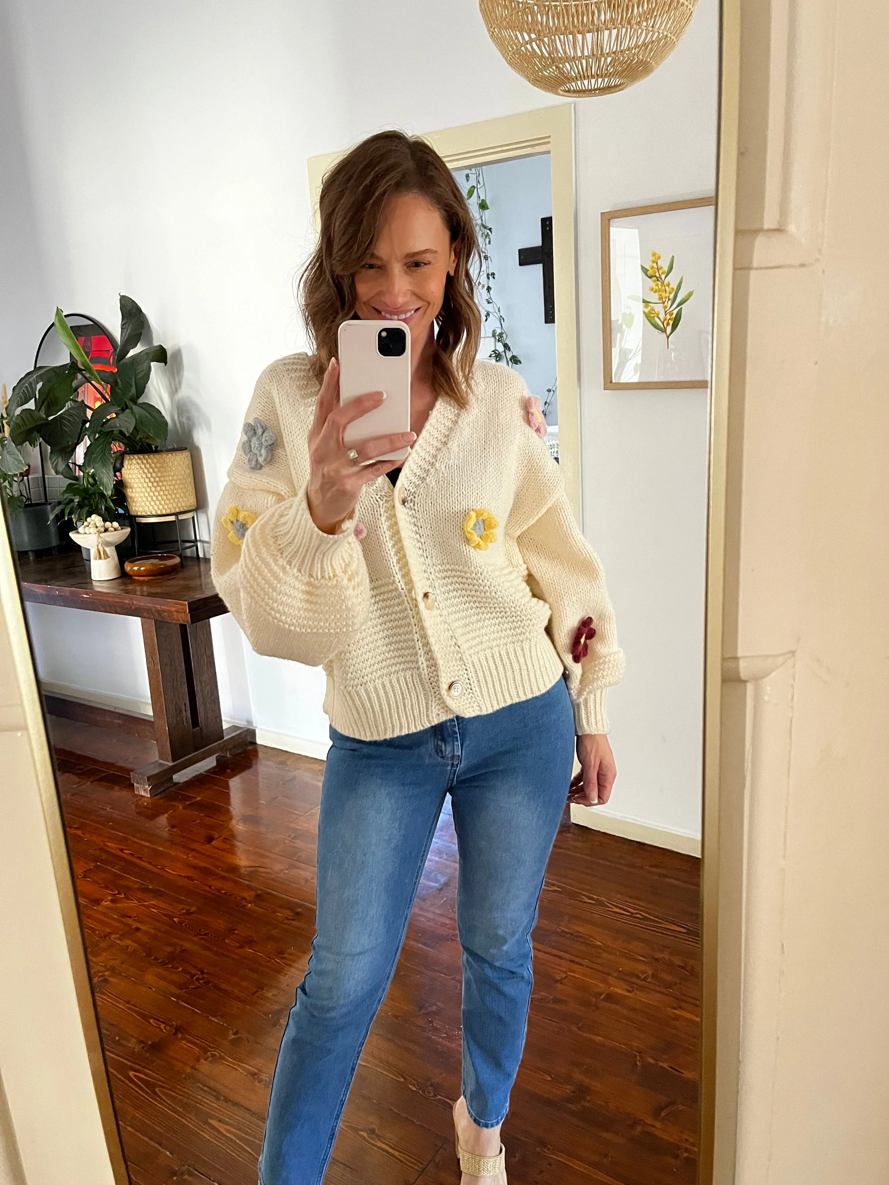 Coachella Flower Cardi (Cream)