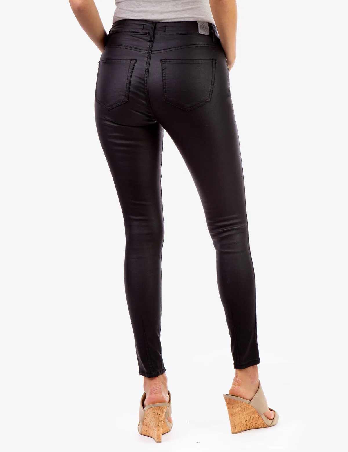 COATED BLACK DENIM JEANS