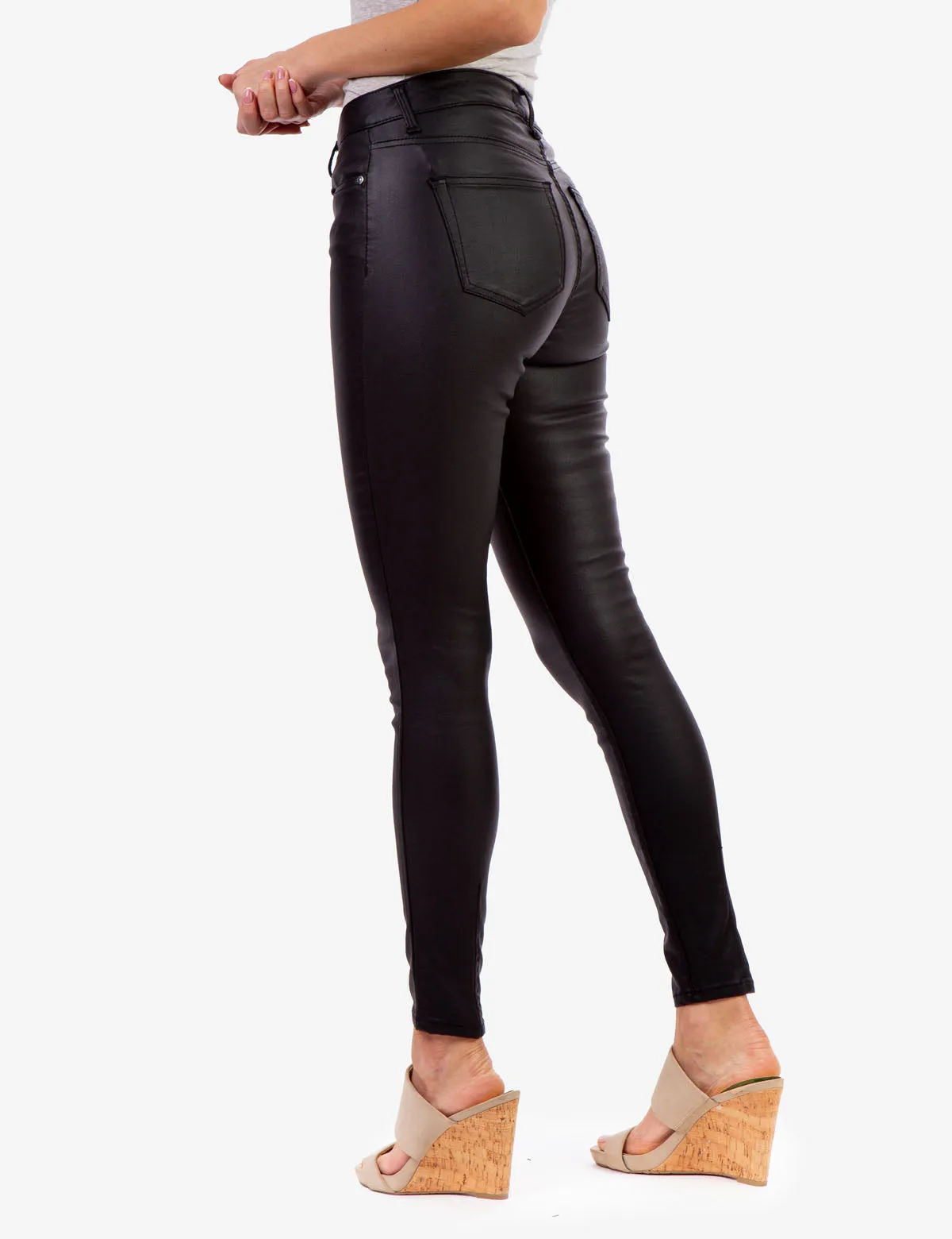 COATED BLACK DENIM JEANS